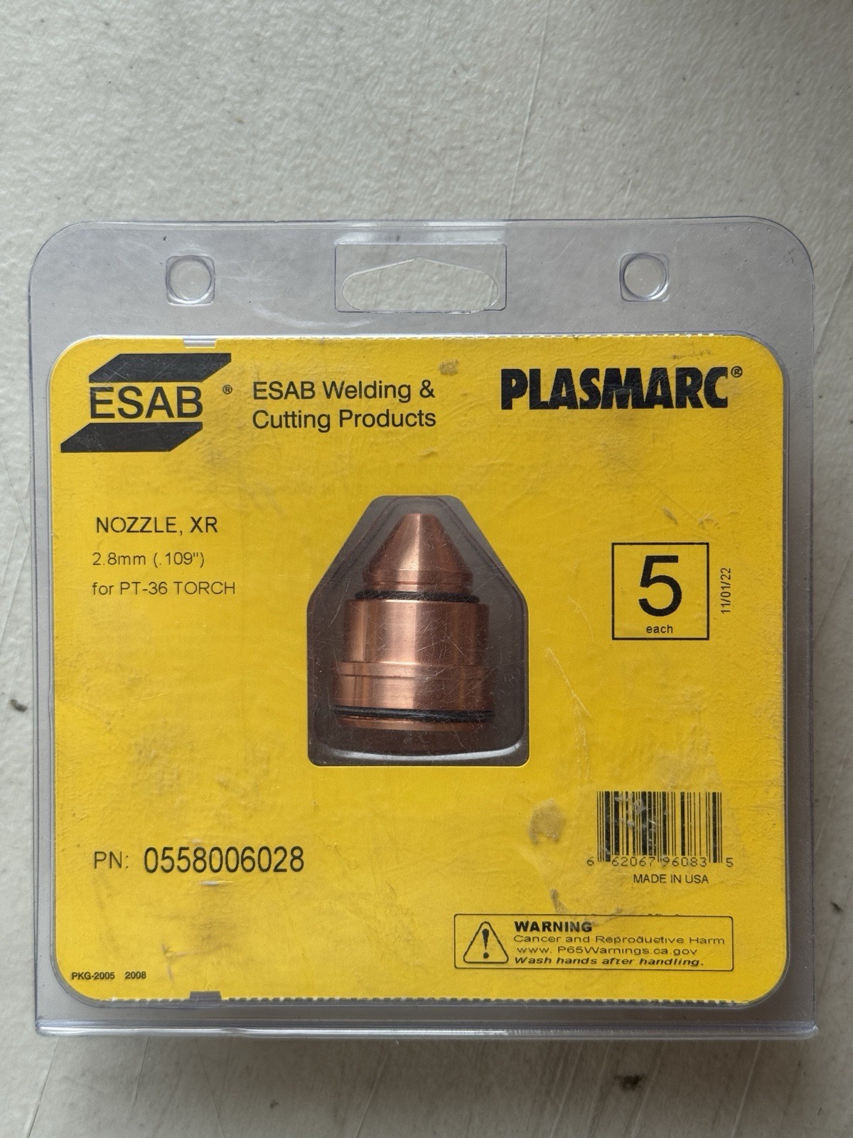 ESAB Model 0558006028 2.800 mm Nozzle For PT-36 Plasmarc Plasma Torch