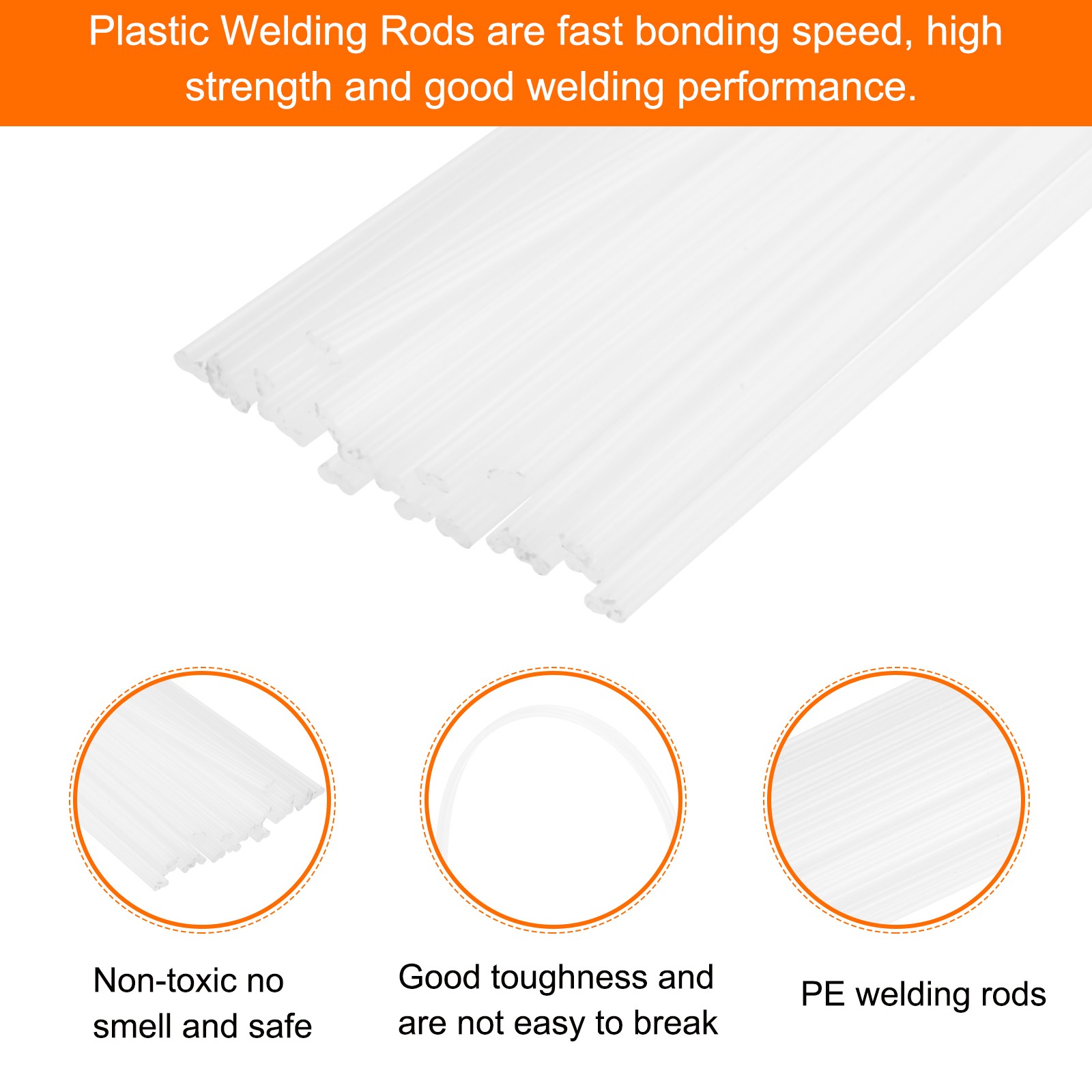 20pcs 10 Inch Plastic Welding Rods PE Welding Strips Welder Rods White
