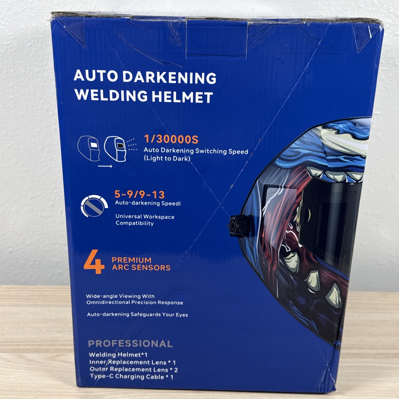 ANDELI RL-600LB Auto-Darkening Welding Helmet DIN5-9/9-13 4 Sensors Solar