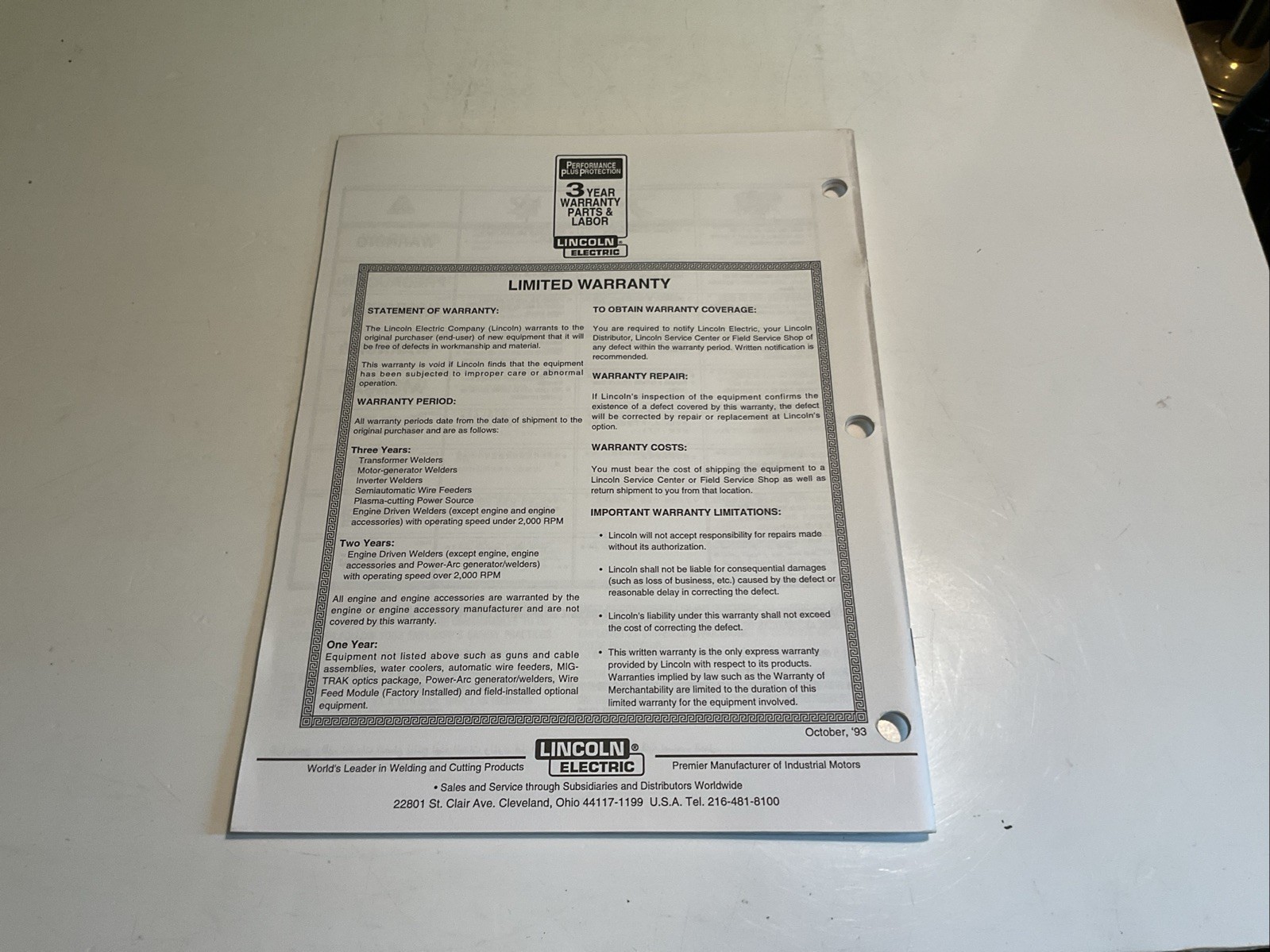 Lincoln Electric Idealarc DC-400 Welding Owners Manual IM 474 1994