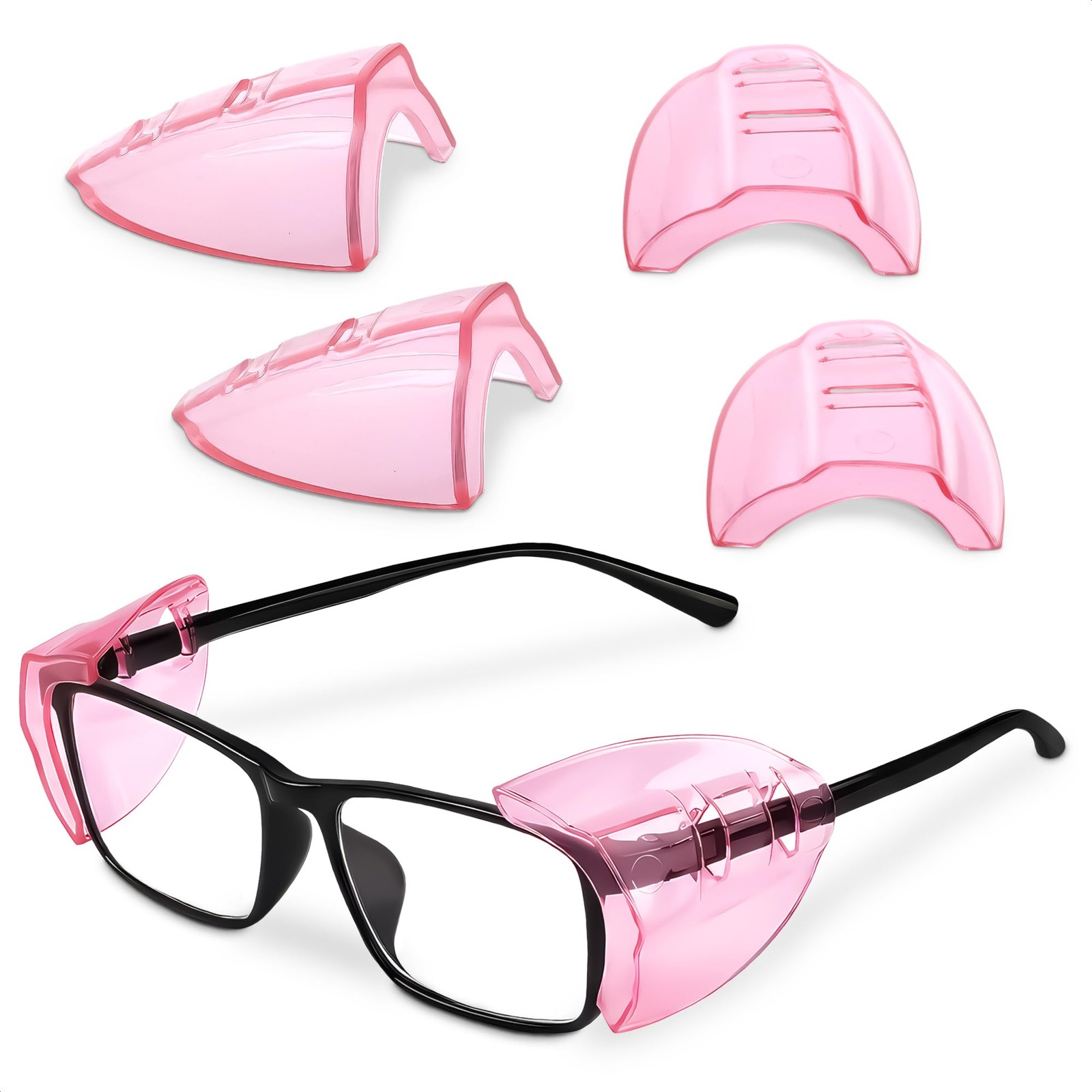 3 Pcs Pink Transparent Safety Side Shields for Glasses – Safety Glasses Side …