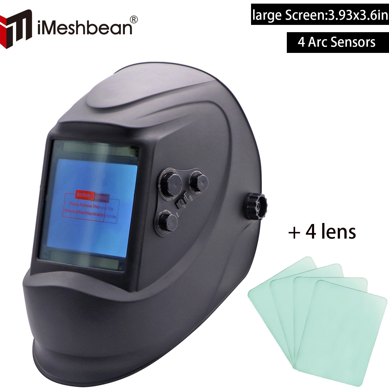 Large Viewing Screen&4 Arc Sensor Solar Auto-Darkening Welding Helmets Mig TiG