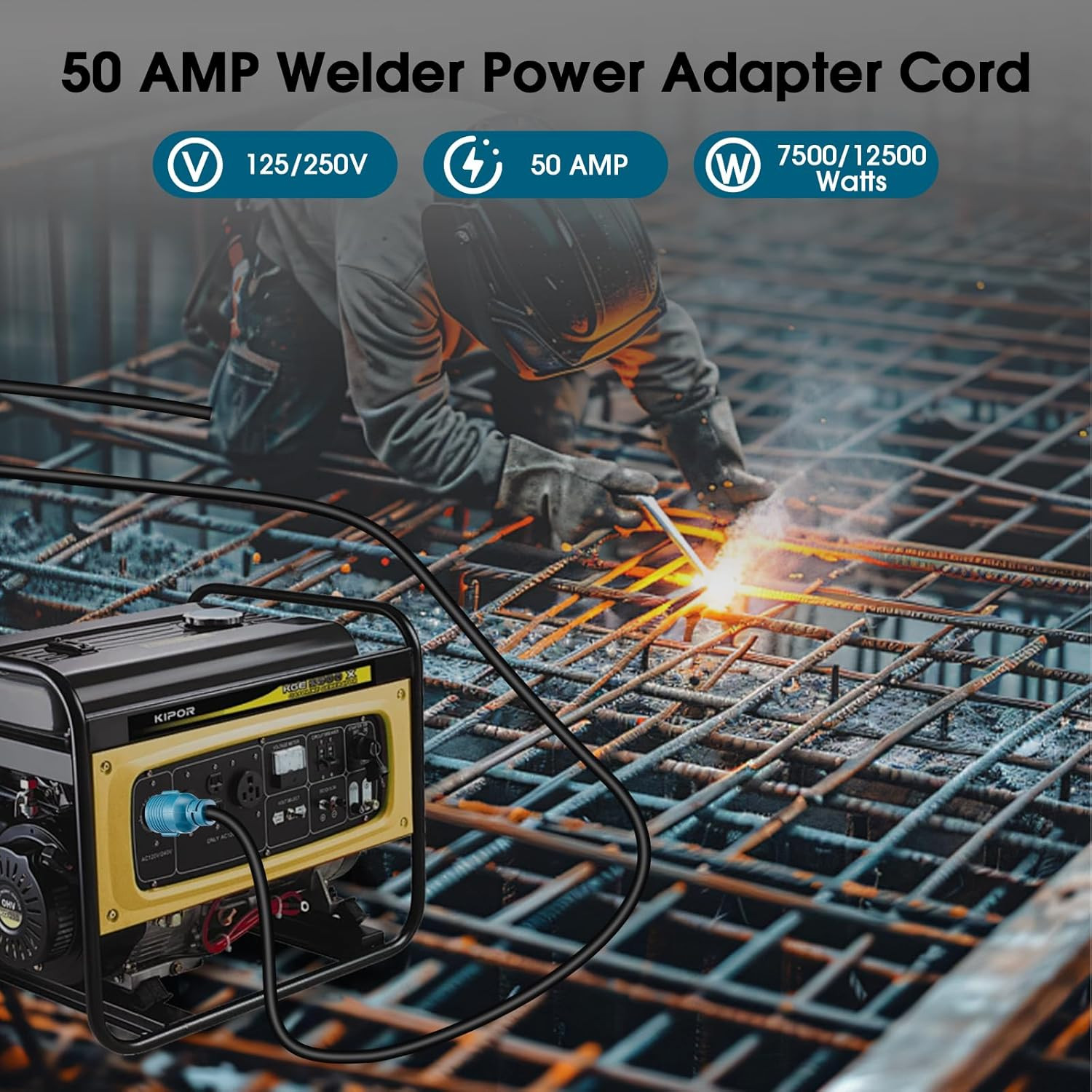 Generator to Welder Adapter Cord, L14-30P Twist-Lock Male to 6-50R Female, 4 Pro