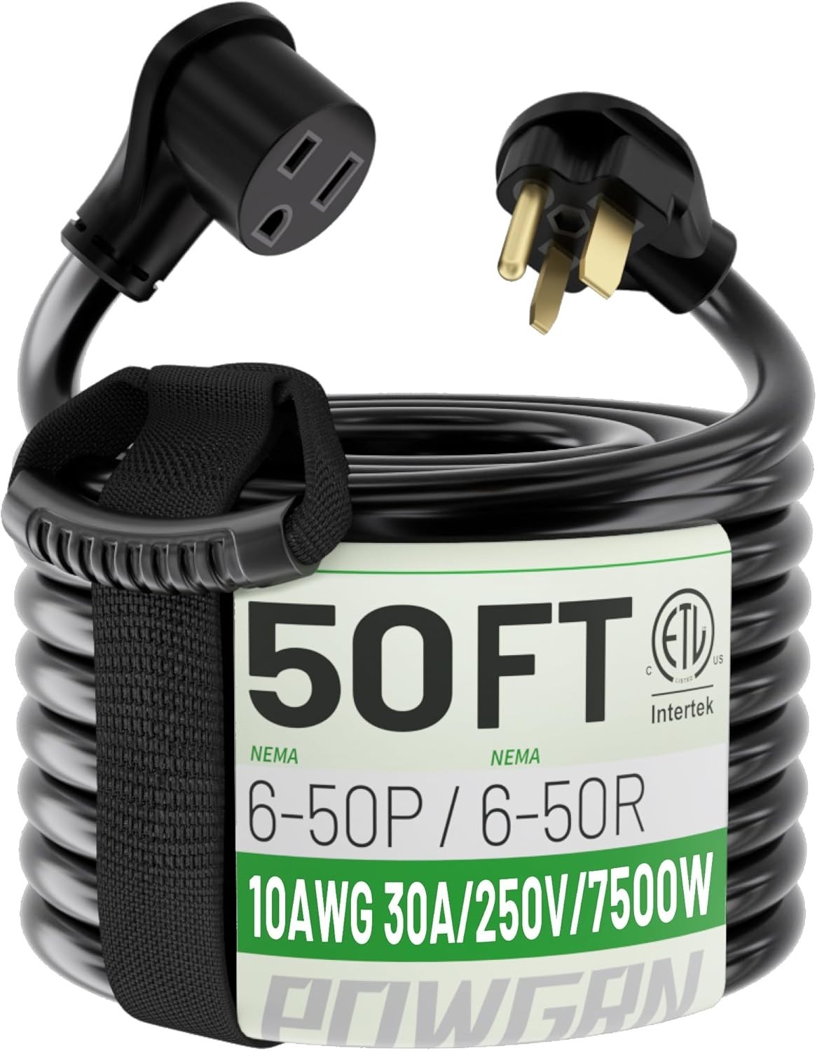 30A 50FT Welder Extension Cord 10 Gauge 250V NEMA 6-50 Heavy Duty ETL