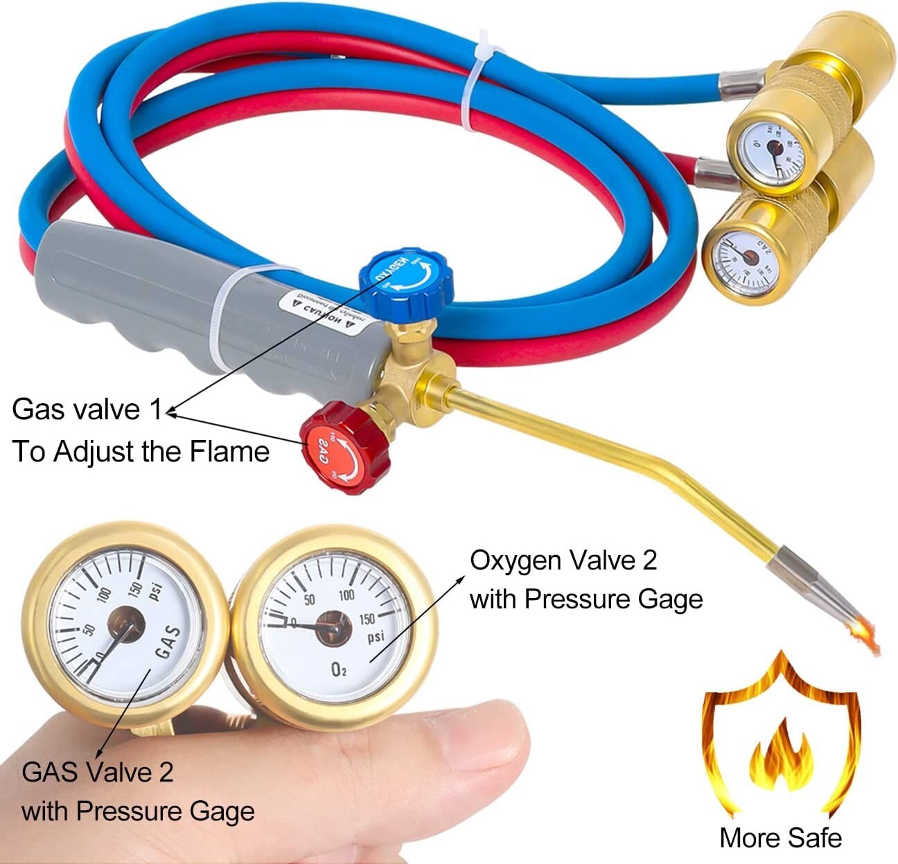 Oxygen MAPP Torch Kit Portable Cylinder Metal Stand for Soldering Brazing Sparke