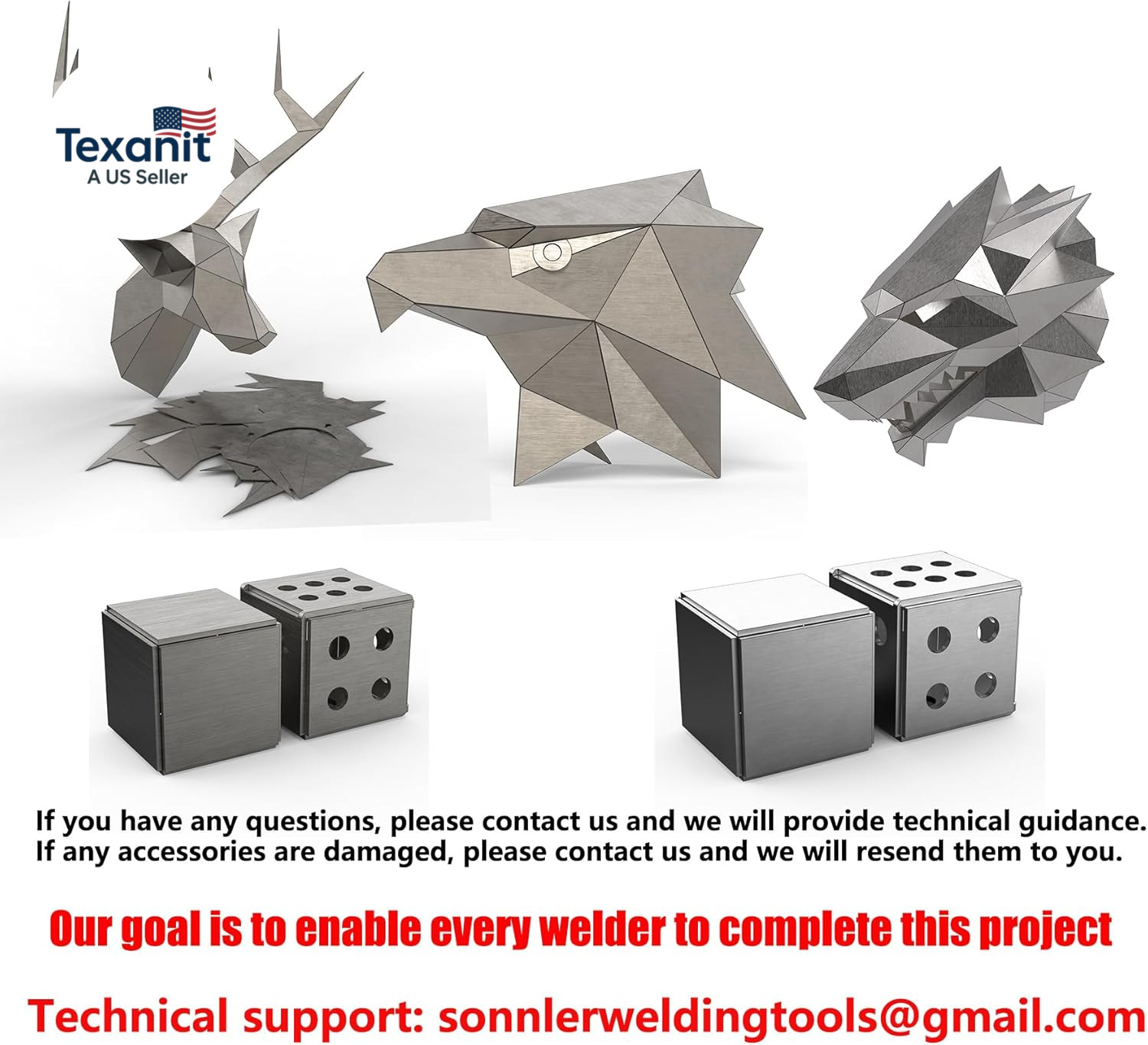 Dire Wolf Head Welding Kit for Beginners Practice,201 Stainless Steel Welding Co