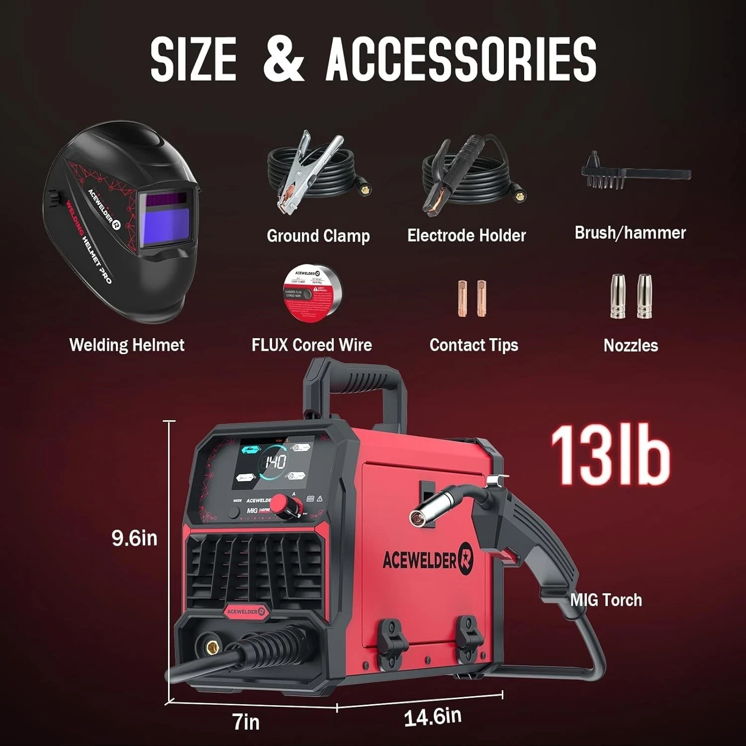 3 IN 1 Welder 140A Gasless Flux MIG/Lift Tig/Stick Welding Machine 110V Inverter