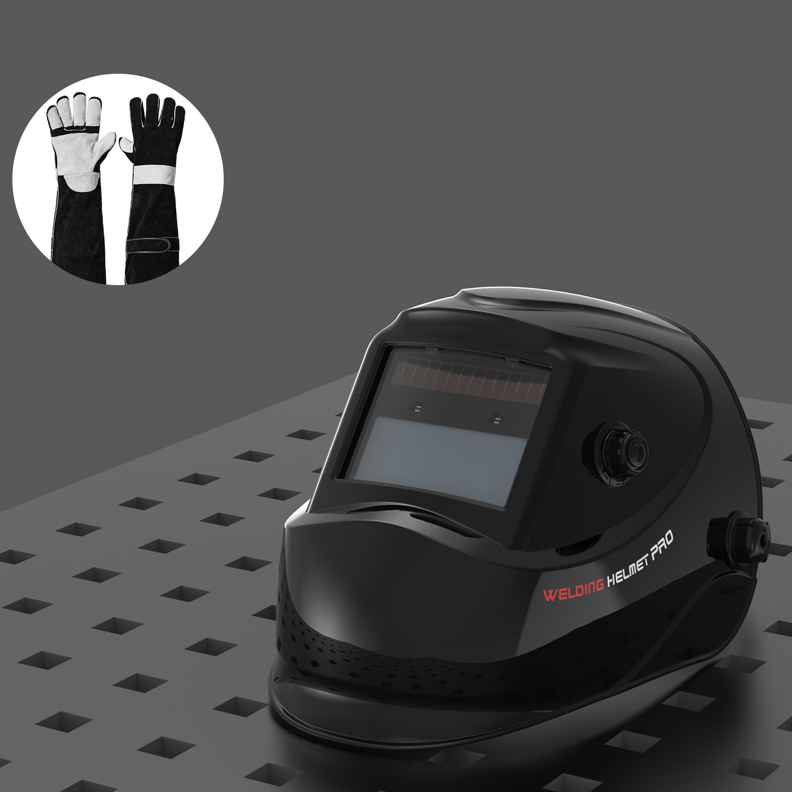 Auto Darkening Welding Helmet 1/1/1/1 2Sensor TIG MIG ARC +Long Gloves
