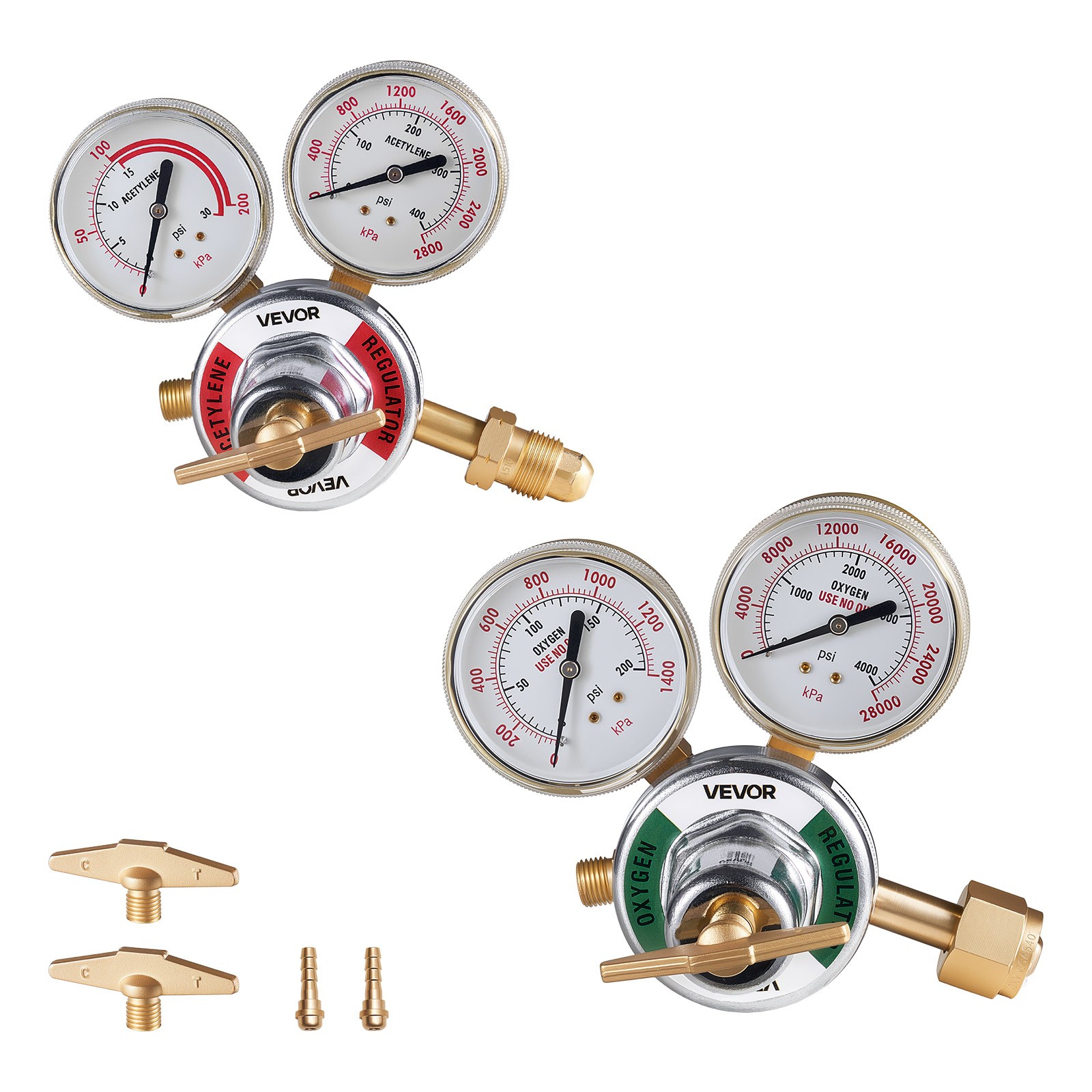 VEVOR Oxygen Acetylene Regulator Set Oxy-Acetylene Welding Gas Gauges T-Handle