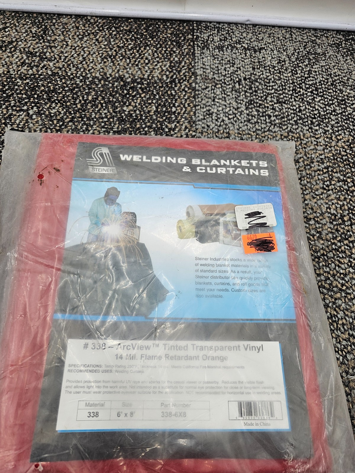STEINER 338-6X8 ArcView™ Tinted Transparent Vinyl 14 mil Welding Curtain 6′ x 8′