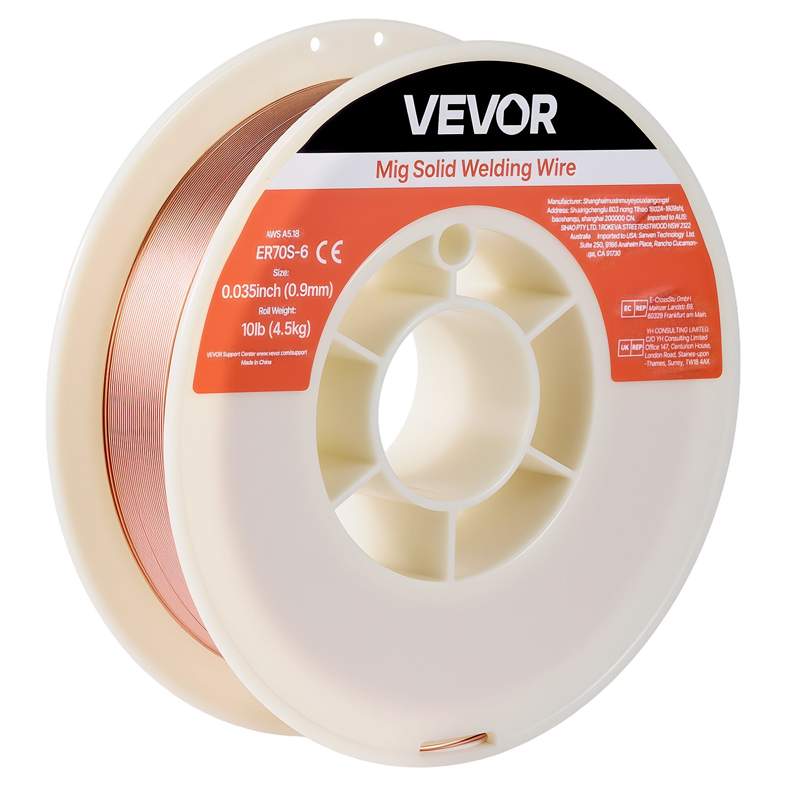 VEVOR Solid MIG Welding Wire ER70S-6 0.035-inch 10LBS Mild Steel Welding Wire