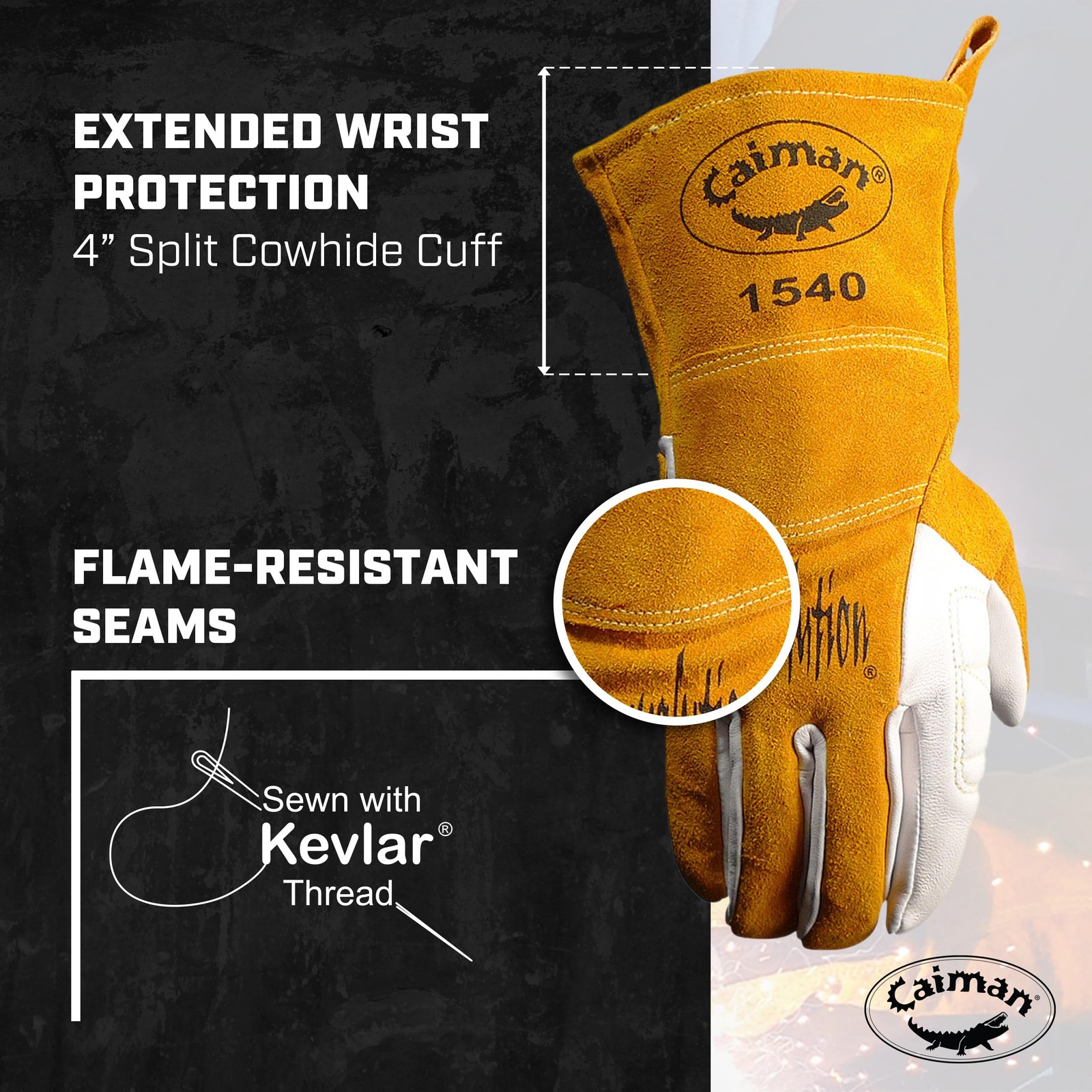 Premium Goat Grain TIG/Multi-Task Welding Gloves, Split Cowhide Back, 4-Inch …