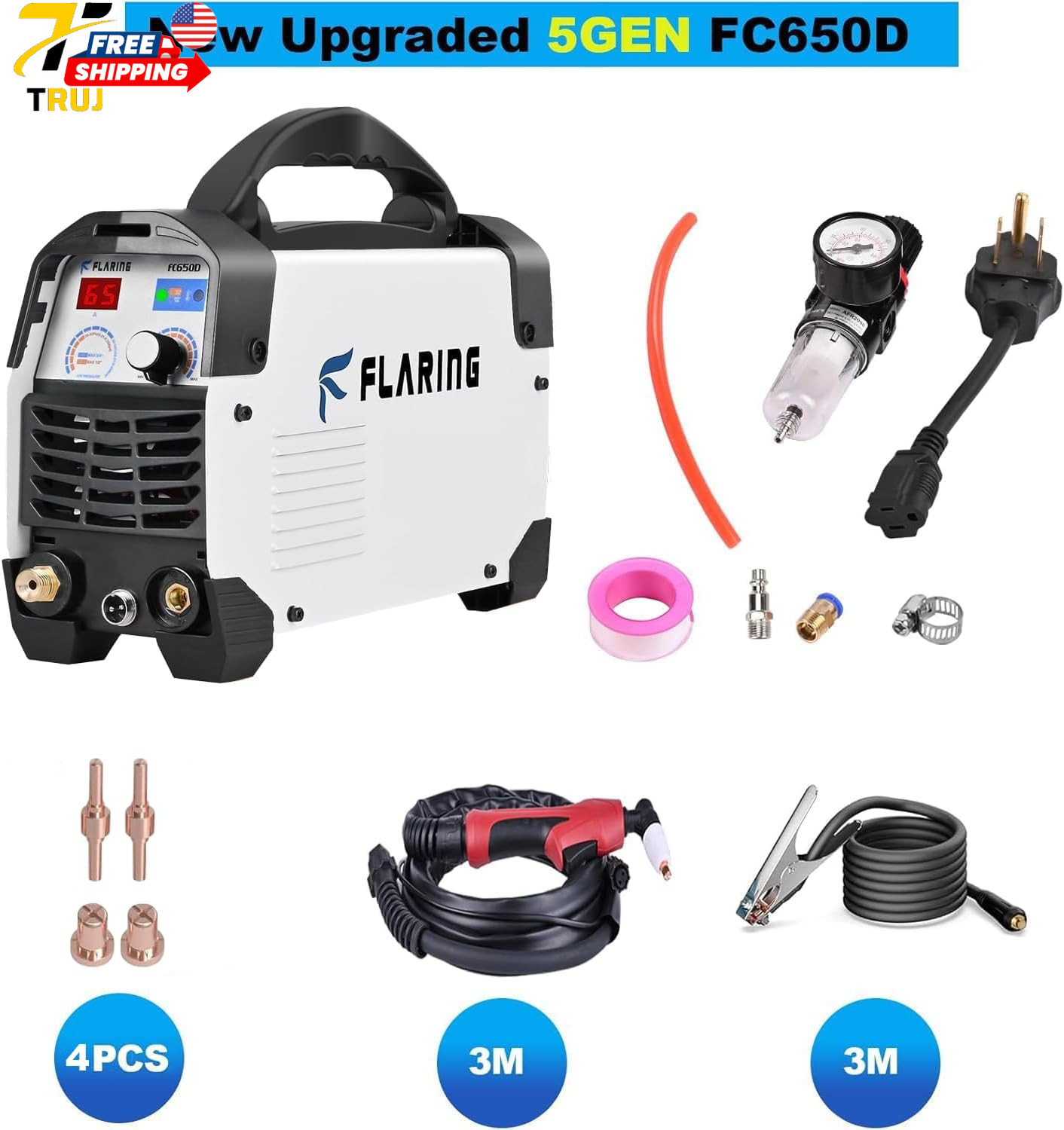 Plasma Cutter,65 Amp Plasma Cutter Machine 120V 240V 4/5″ (20Mm) Max Cutting 1/2