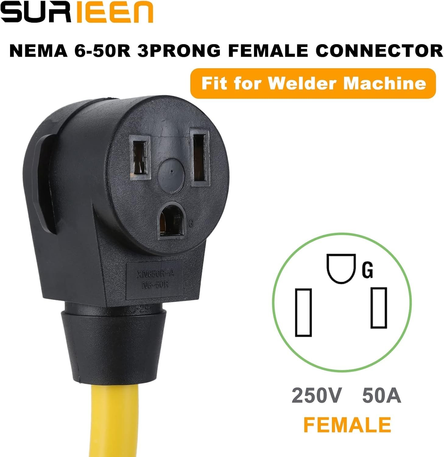 NEMA 10-30P to 6-50R Welder Adapter Cord, 1.5FT 30 Amp Dryer Male Plug to 50 Amp