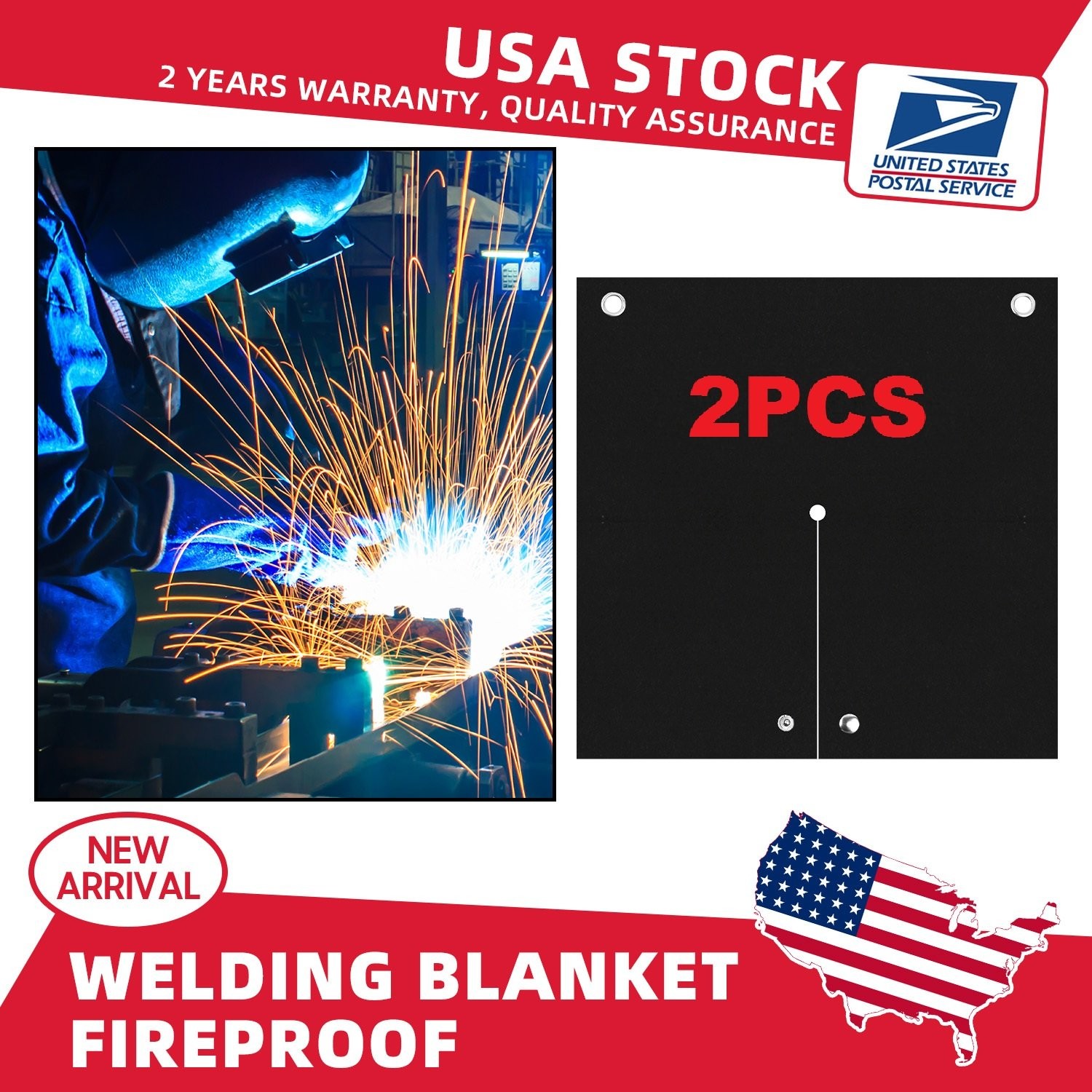 2 Pcs Welding Blanket Fireproof Mat 12.2″ x 12.2″ Opening Shape Heat Shield Mat