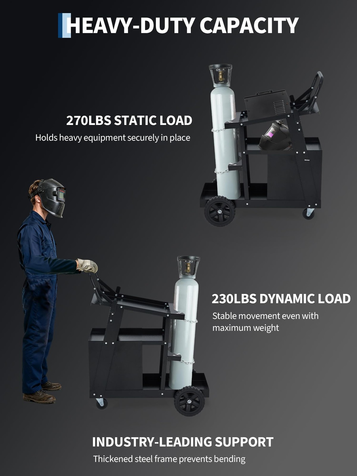 Welding Cart with 4 Drawers, Heavy Duty Welder Welding Cart w/360° Swivel Wheels