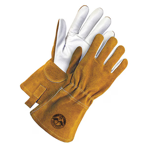 Bdg 60-1-1722 Welding Gloves, Gauntlet Cuff, Wing Thumb, Premium Goatskin, L, 1
