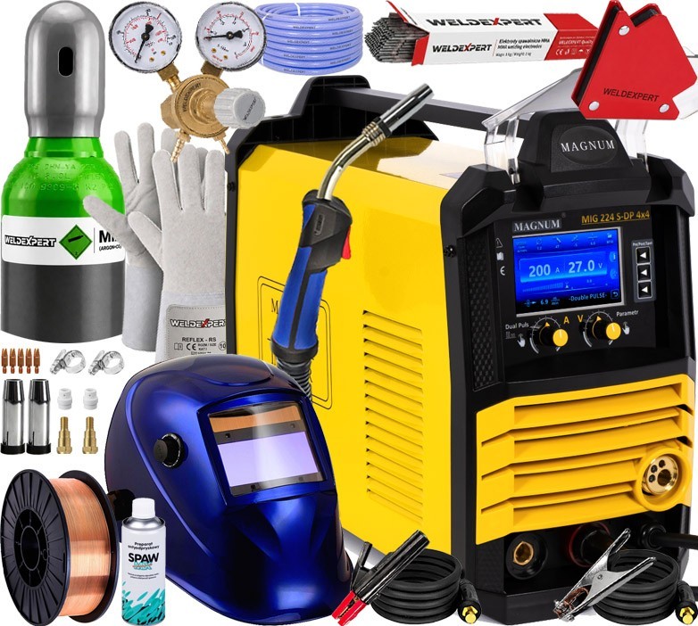 MAGNUM Welder 3in1 Combo MIG/MAG TIG MMA MIG 224 S-DP DUAL PULSE 4X4 SET