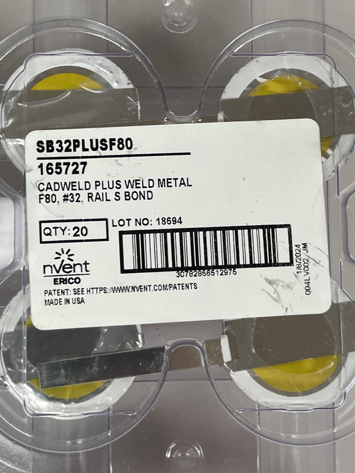 (20 PACK) nVent Erico SB32PLUSF80 Cadweld Plus F80 #32 Rail S Bond