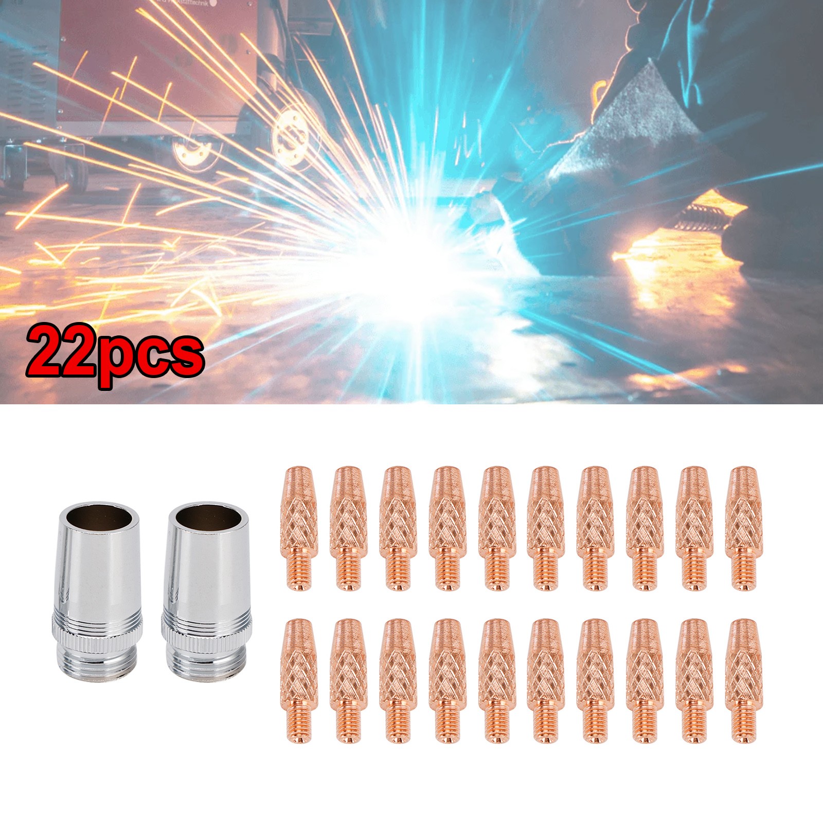 For Miller Spoolmate 100/185/3035 Spool Gun 20 Contact Tips 2 Nozzle 186405