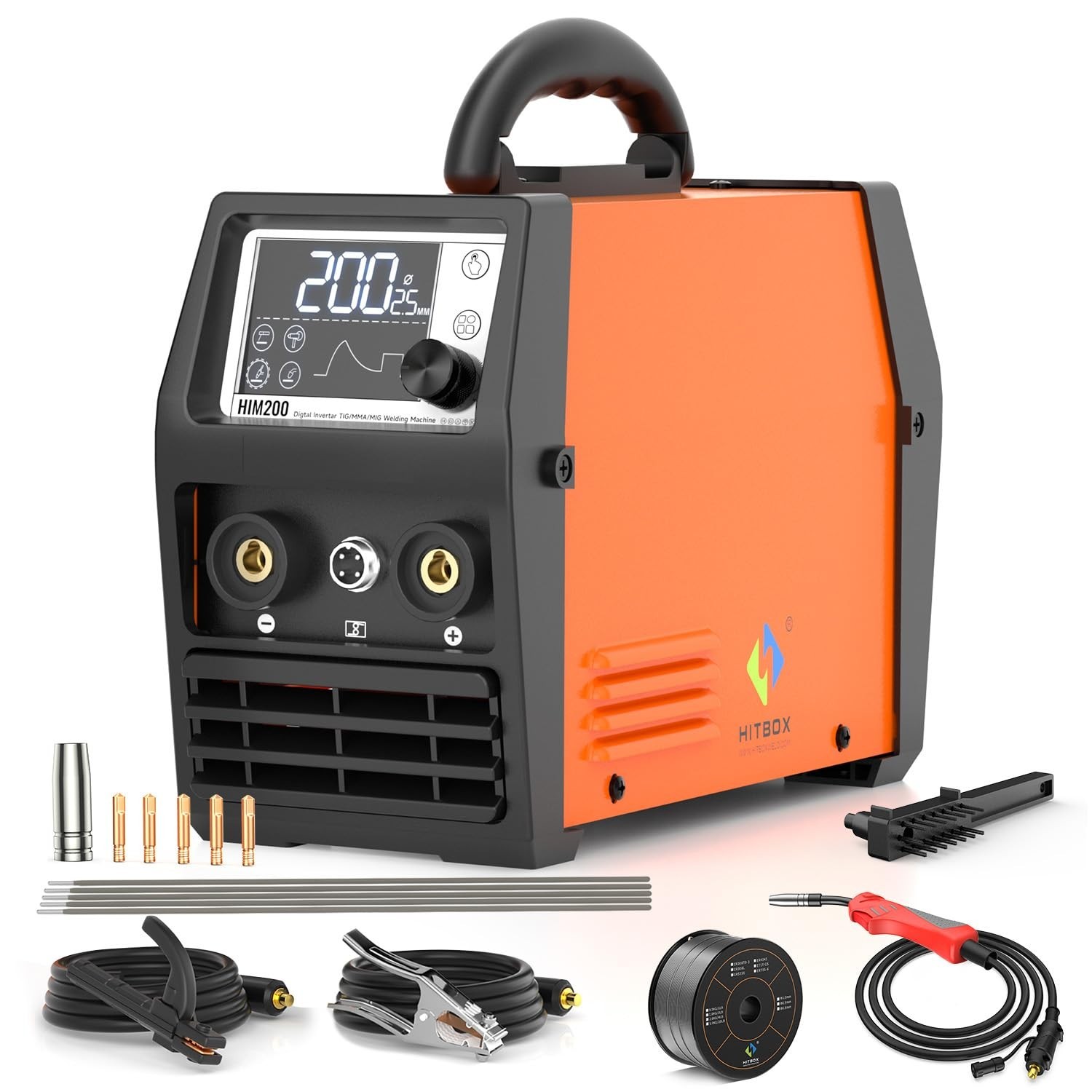 HITBOX 140A MIG Welder 110V/220V, Flux Core Welder/Stick ARC/Lift Tig/Spool G…