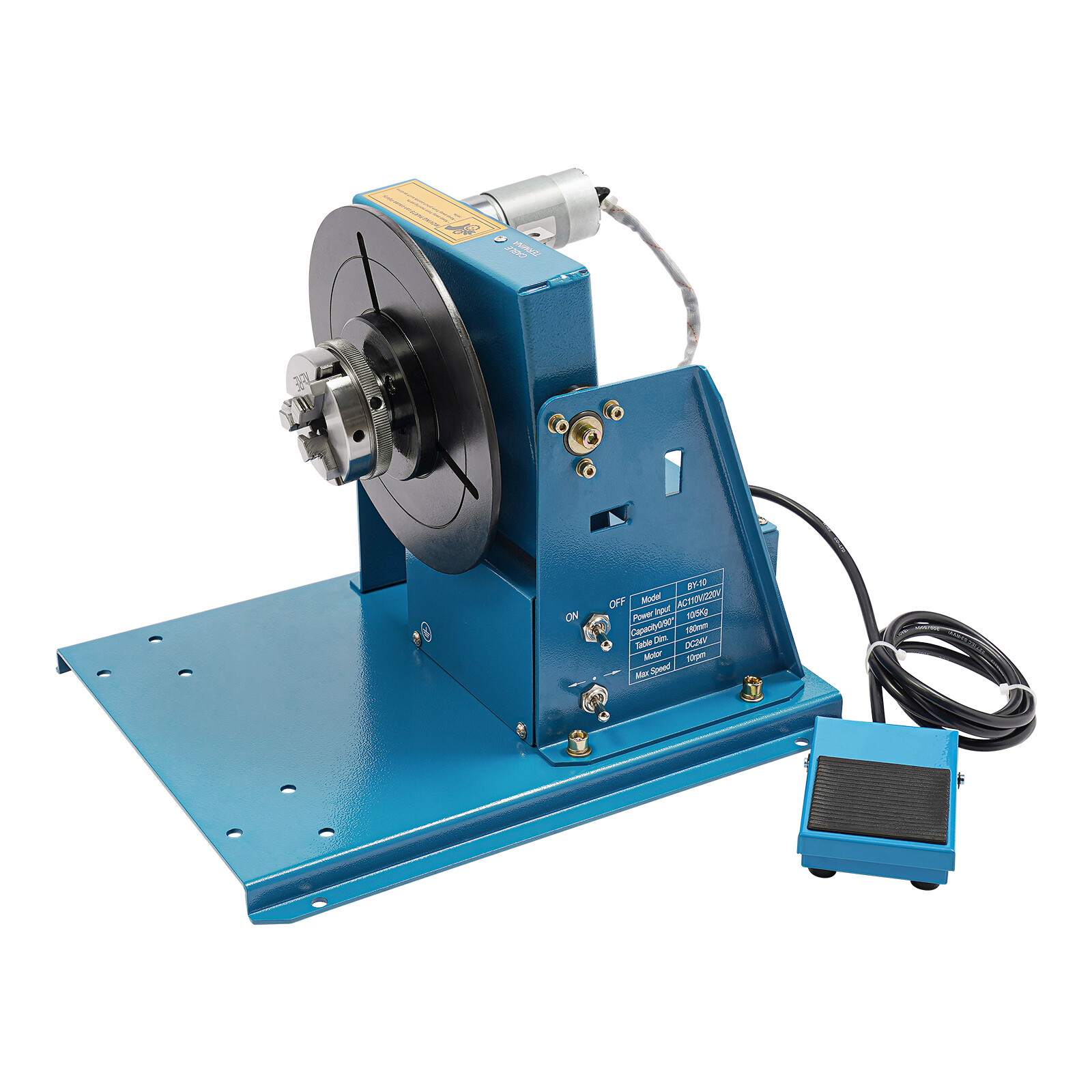 BY-10 10kg Rotary Welding Positioner Turntable 220mm Chuck Foot Switch 110V