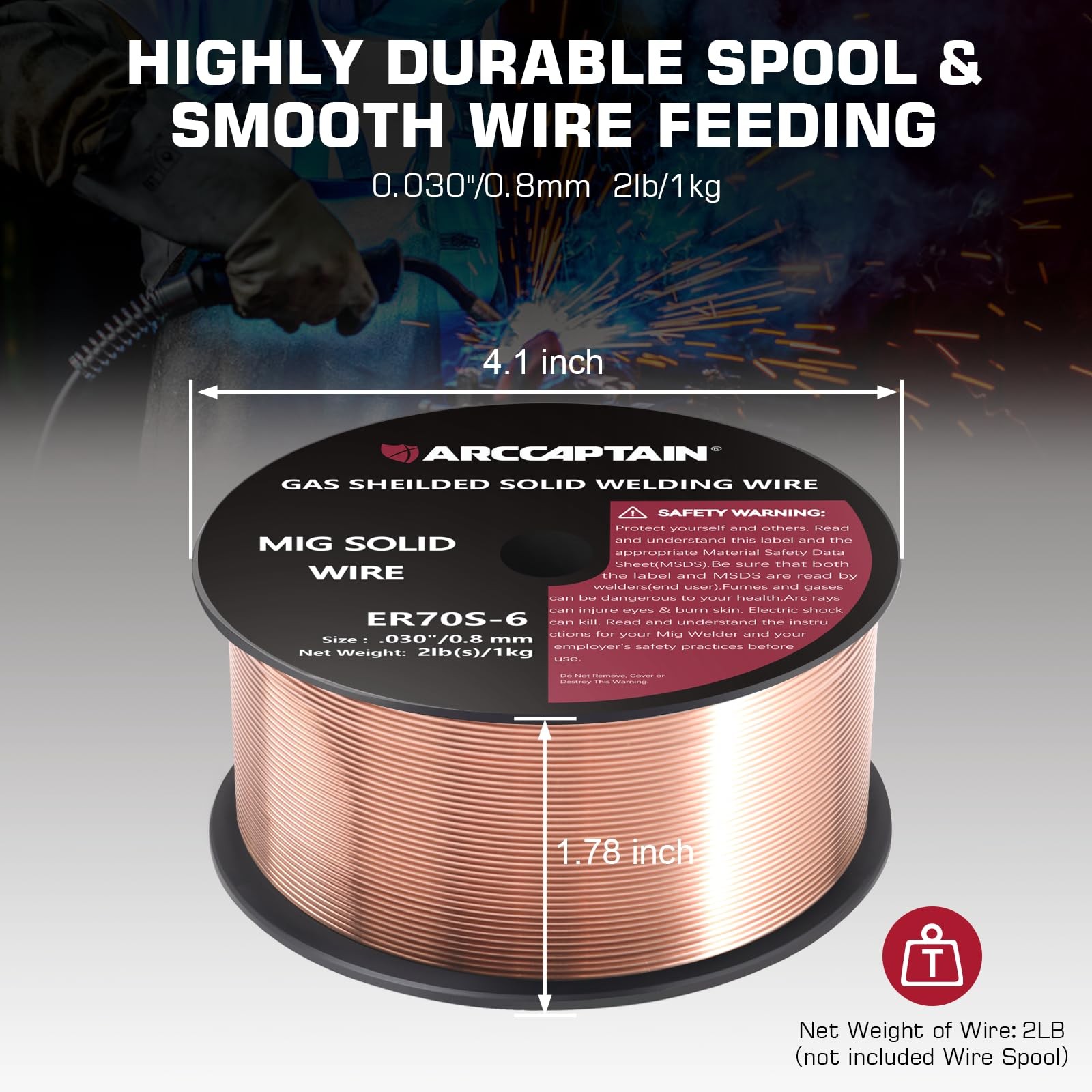 Mig Welding Wire, Mig Wire ER70S6 2Lbs Gas Solid Carbon Steel Low Splatter Mi…