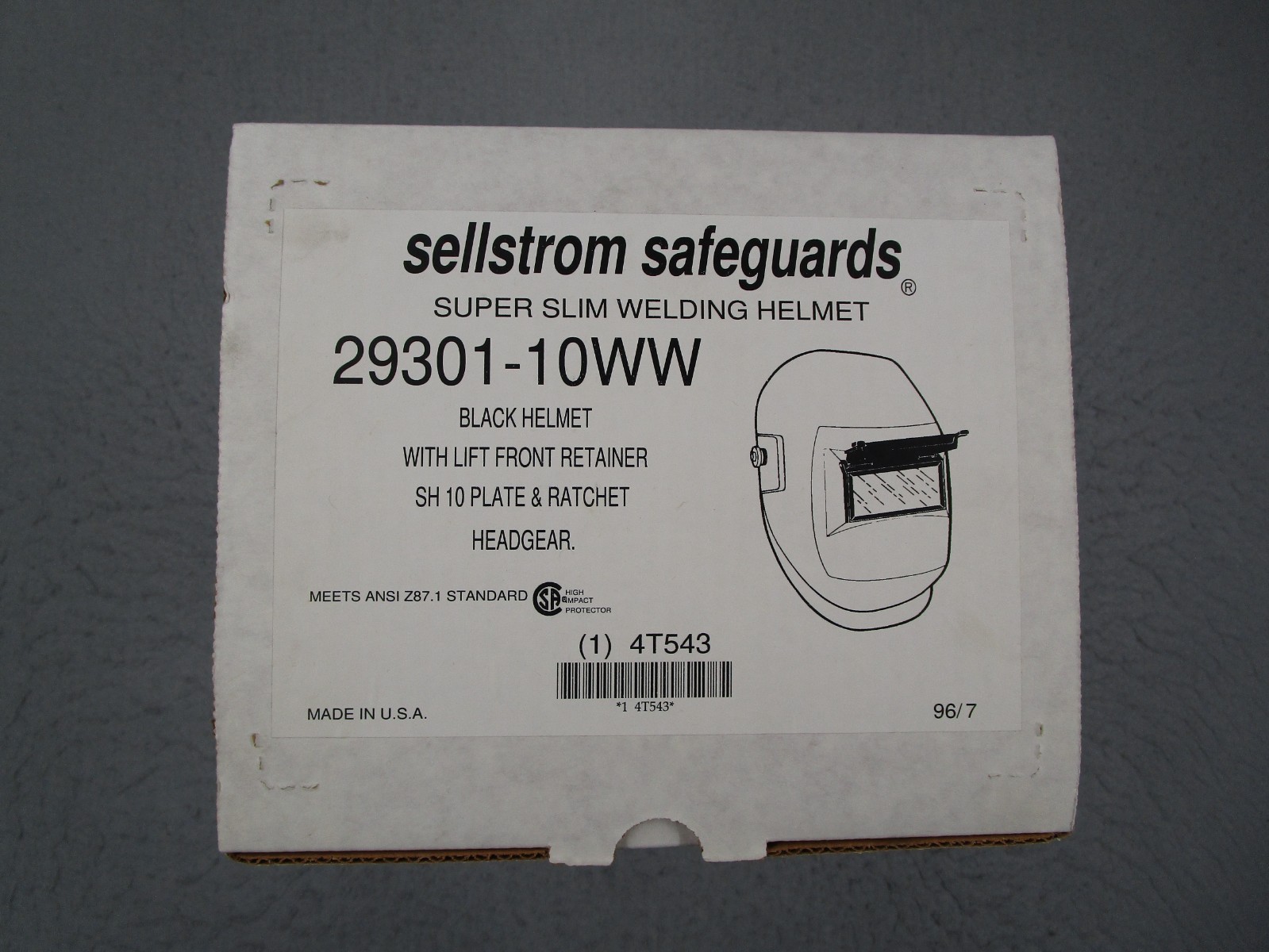 Sellstrom Safeguards Welding Helmet Slim Lift Front SH 10 29301-10WW USA Made