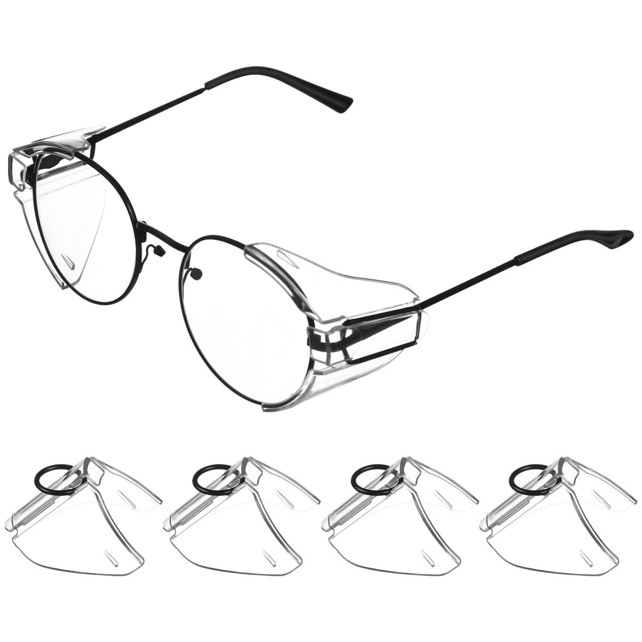 Safety Glasses Side Shields 2 Pairs Slip on Eye Glasses Side Shields Anti-Sli