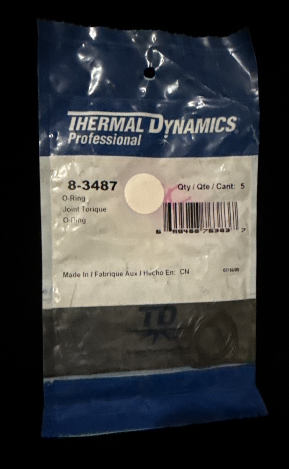 Thermal Dynamics O-Ring, For 2CZF1 and 2CZF2, Part 8-3487. Pack of 5. Free Ship