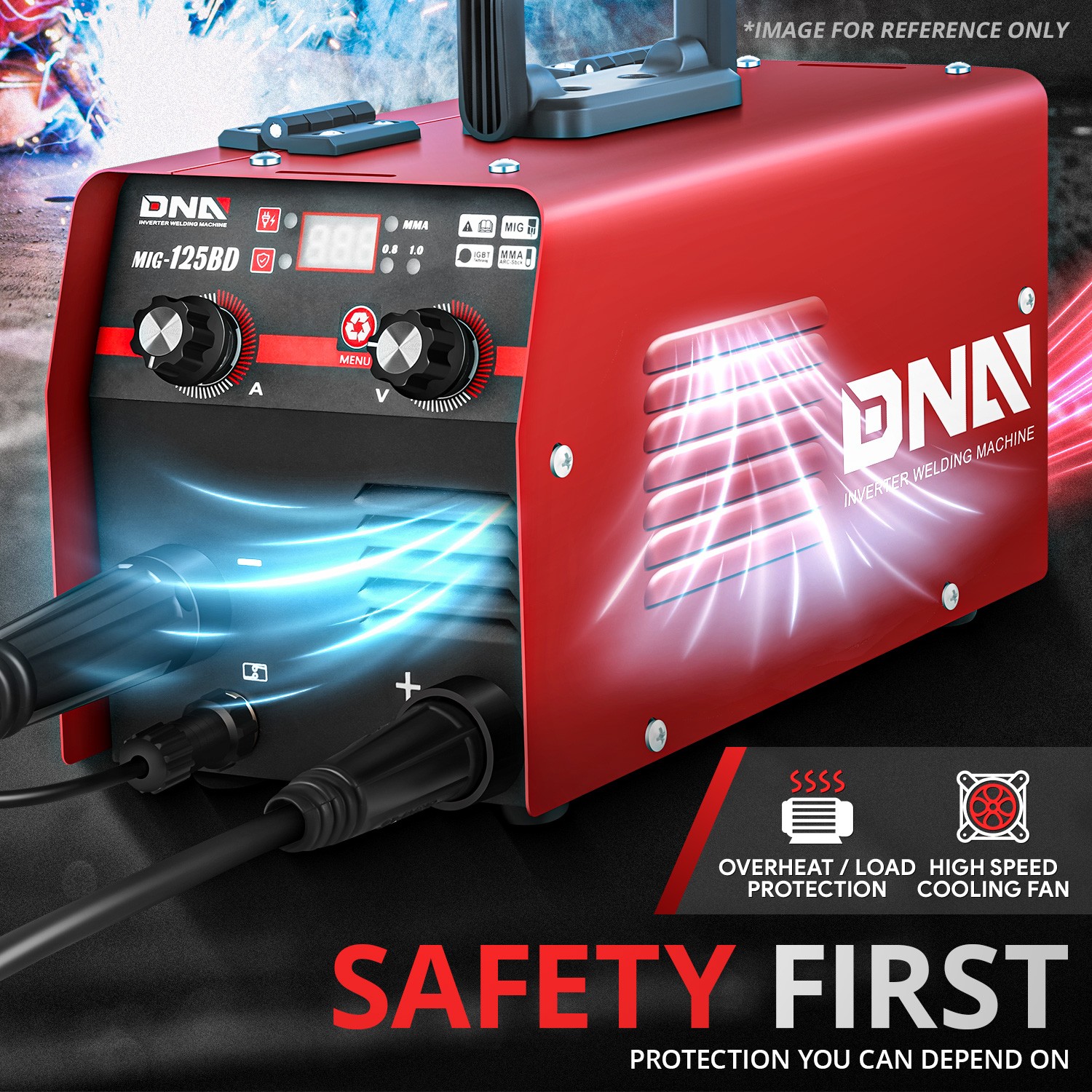 3-IN-1 for Various Metal Materials Lightweight TIG/MMA/MIG-Welder Machine Red