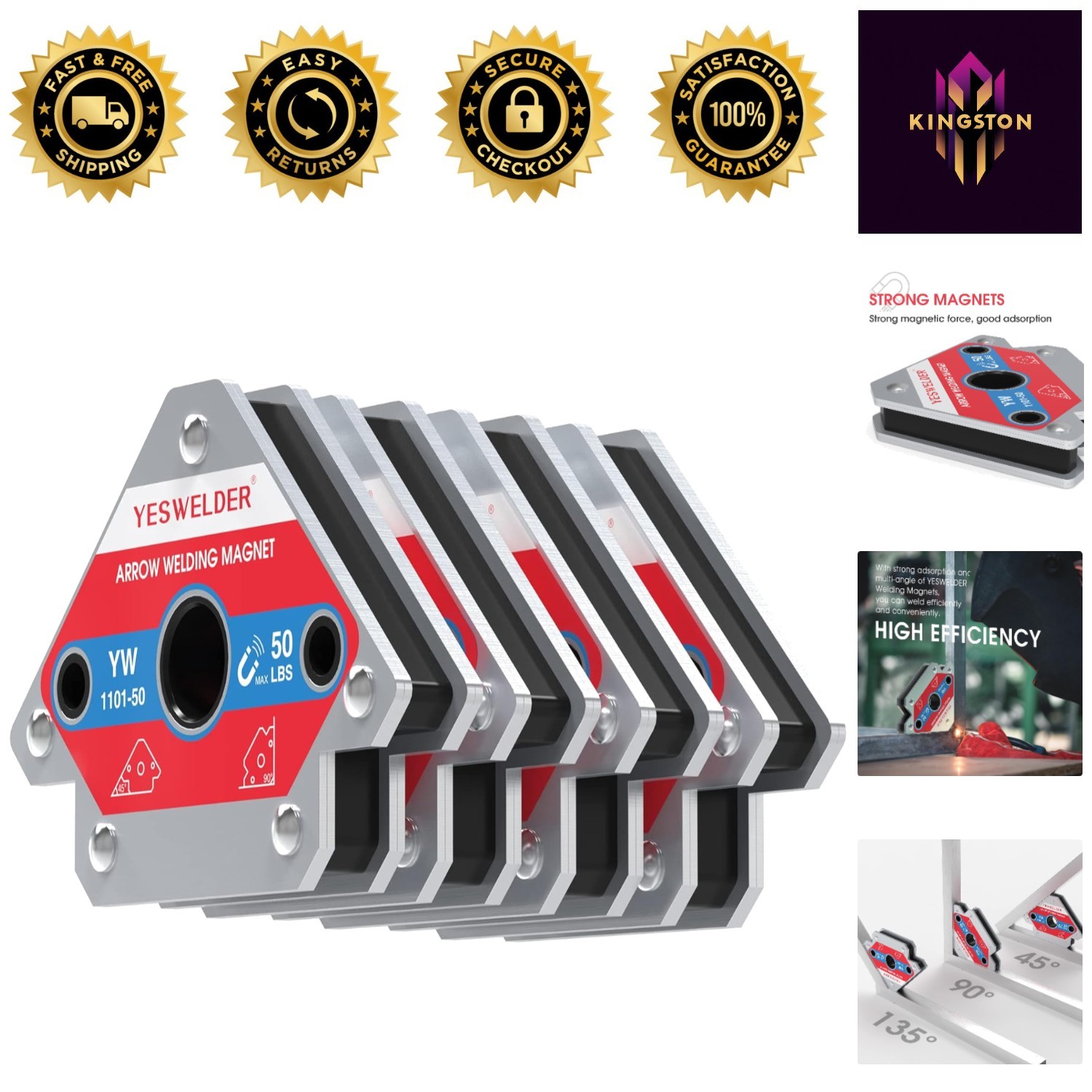 50 LB Welding Magnets with Arrow Design – 4 Pieces for Optimal Support