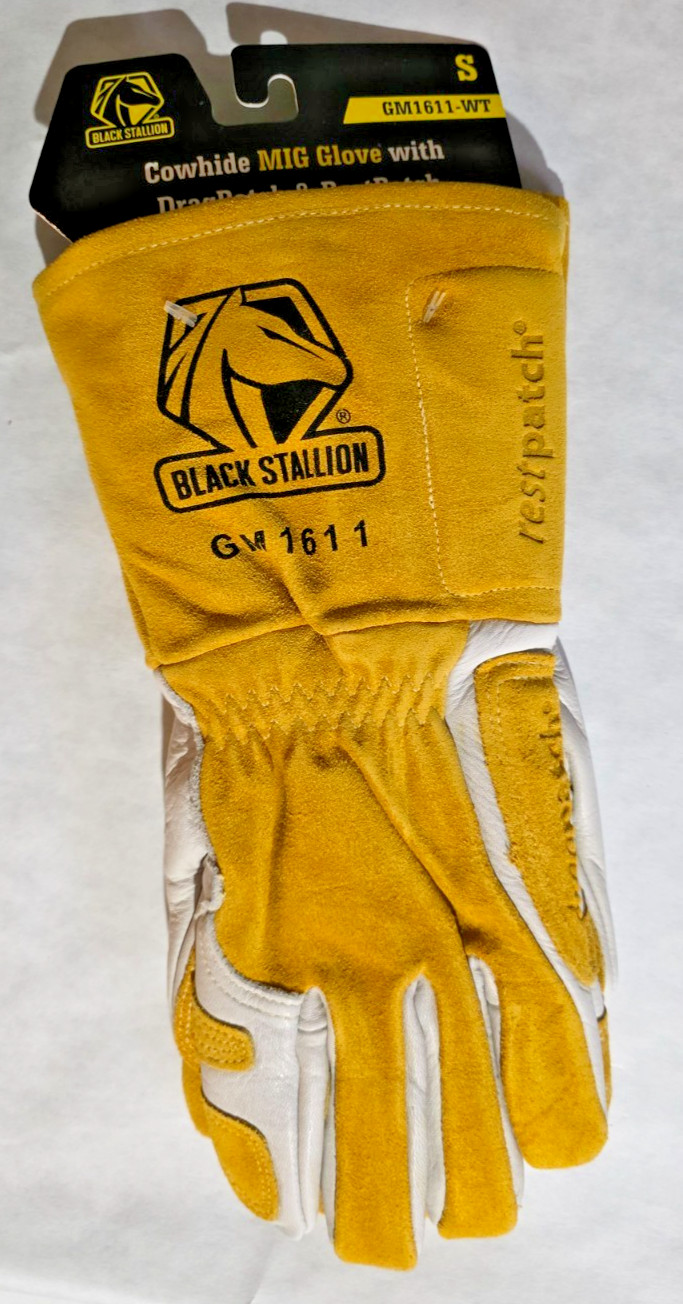 Black Stallion GM1611-WT Cowhide MIG Glove with Reinforced Palm & Thumb Small