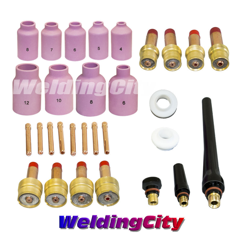 TIG Welding Gas Lens Kit .040-1/16-3/32-1/8″ Torch 17/18/26 T26 | US Seller Fast