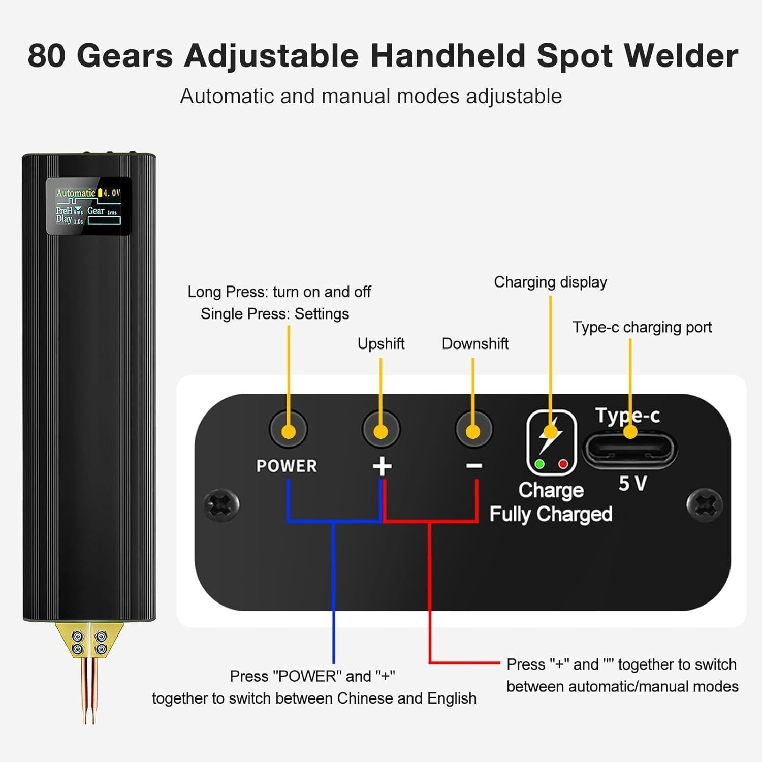 Handheld LED Spot Welder Machine Portable 18650 26650 Battery Welding Machine