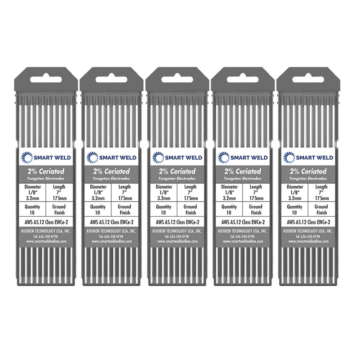 Grey TIG Welding Tungsten Electrode 1/8″ (50 pack, WC20, 2% Ceriated)