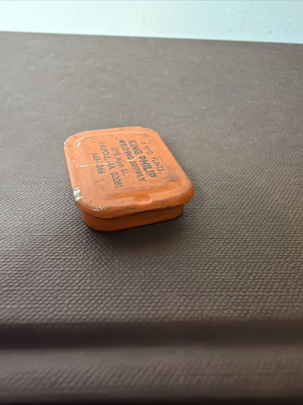 Vintage King Philip Welding Supply Tin w/ 6 HD Flints for Gas Torch Gas Lighter