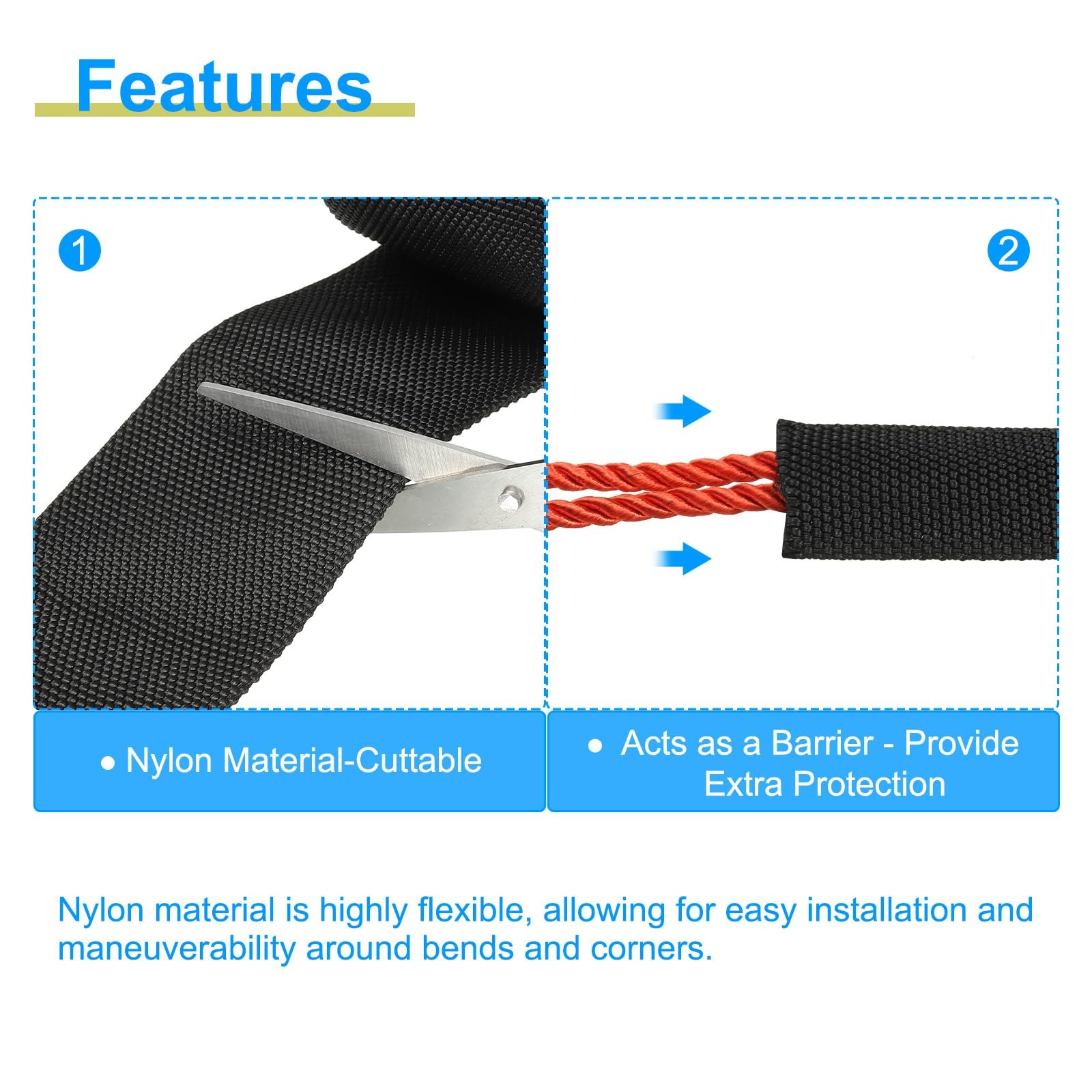 PATIKIL 1.5″ Dia 3.3FT Nylon Protective Hose Sleeve, 1.5 in x 3.3FT, Black