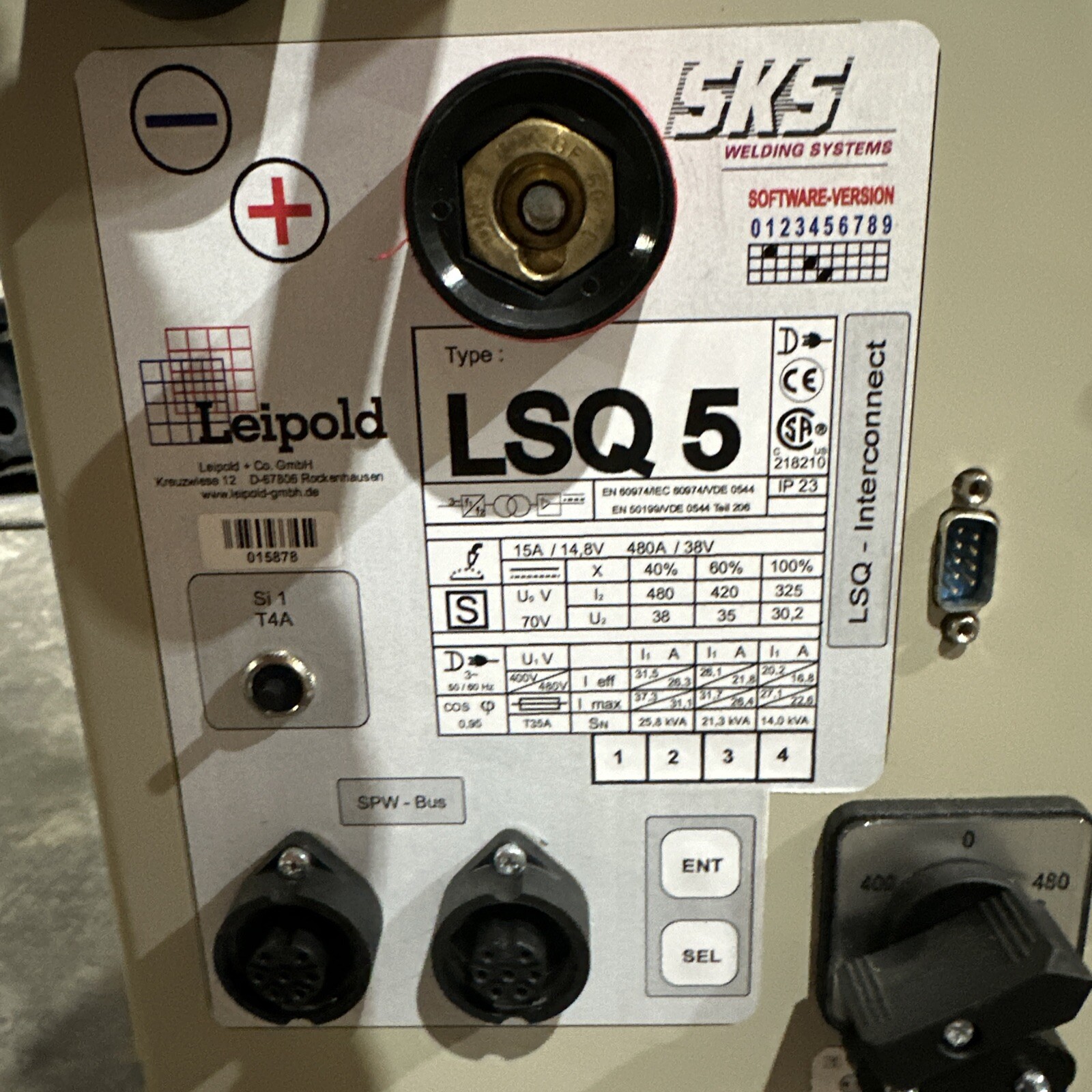 SKS LEIPOLD LSQ5 77-1185-00 15A/14.8V 480A/38V WELDING WELDER POWER SUPPLY