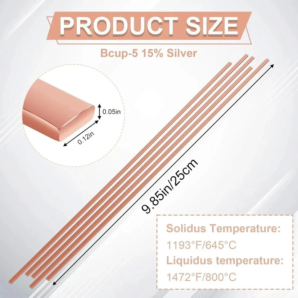 40 Sticks 15% Silver Brazing Rods – Flat Phos Copper Welding Rods for HVAC, Air