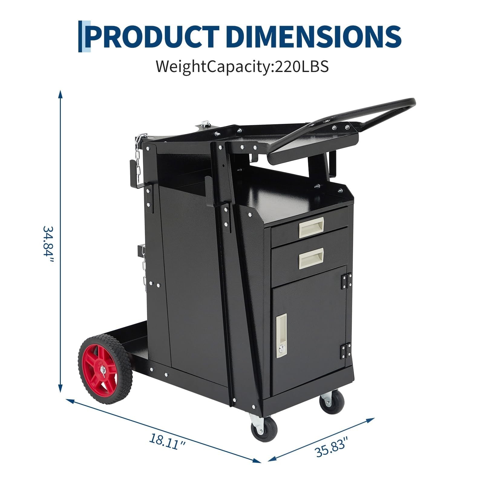 Workshop Welding Equipment Trolley Welding Cart, Heavy-Duty Rolling Steel Organi