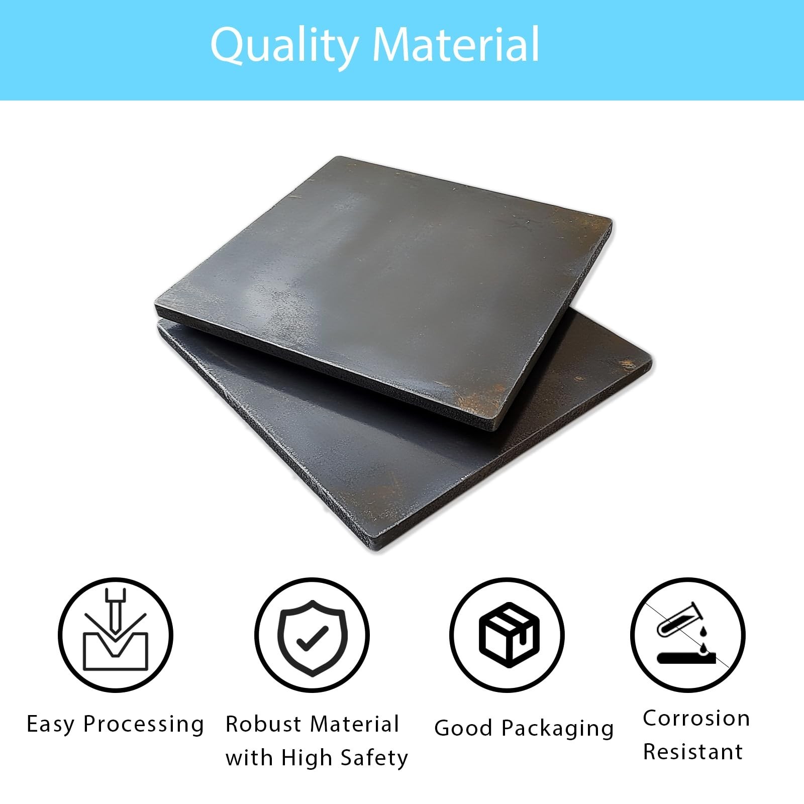 Steel Plate 6″ x 6″ x 1/4″ – 2PCS A36 Hot Rolled Metal Steel 1/4 inch(6mm) Pl…