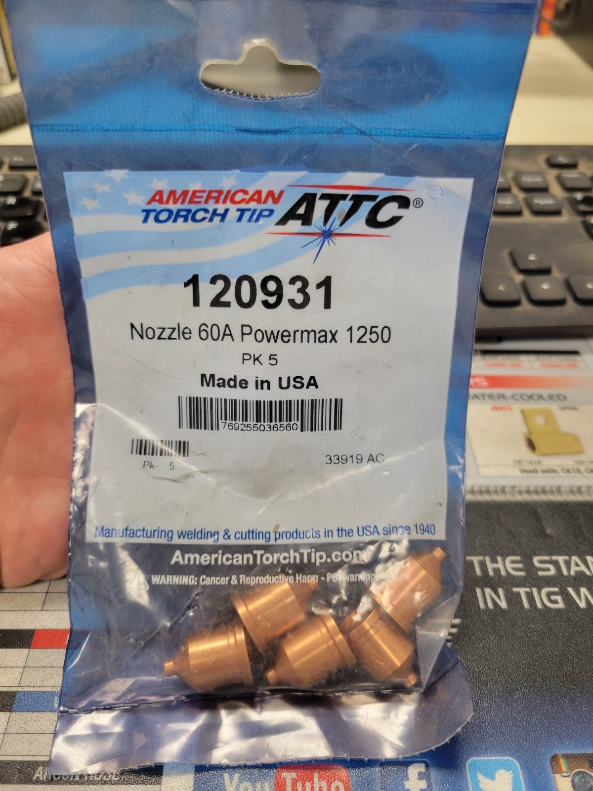 ATTC 120931 PLASMA NOZZLE 5/PK 60A POWERMAX 1250