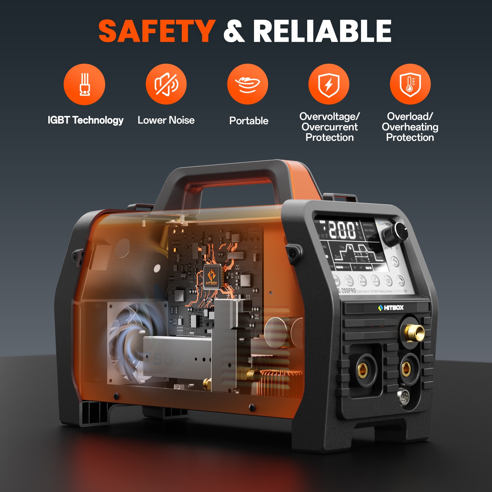 HITBOX 200A 110V/220V 6in1 Cold TIG Welder 2T/4T Pulse/HF/Spot TIG MMA Welder US