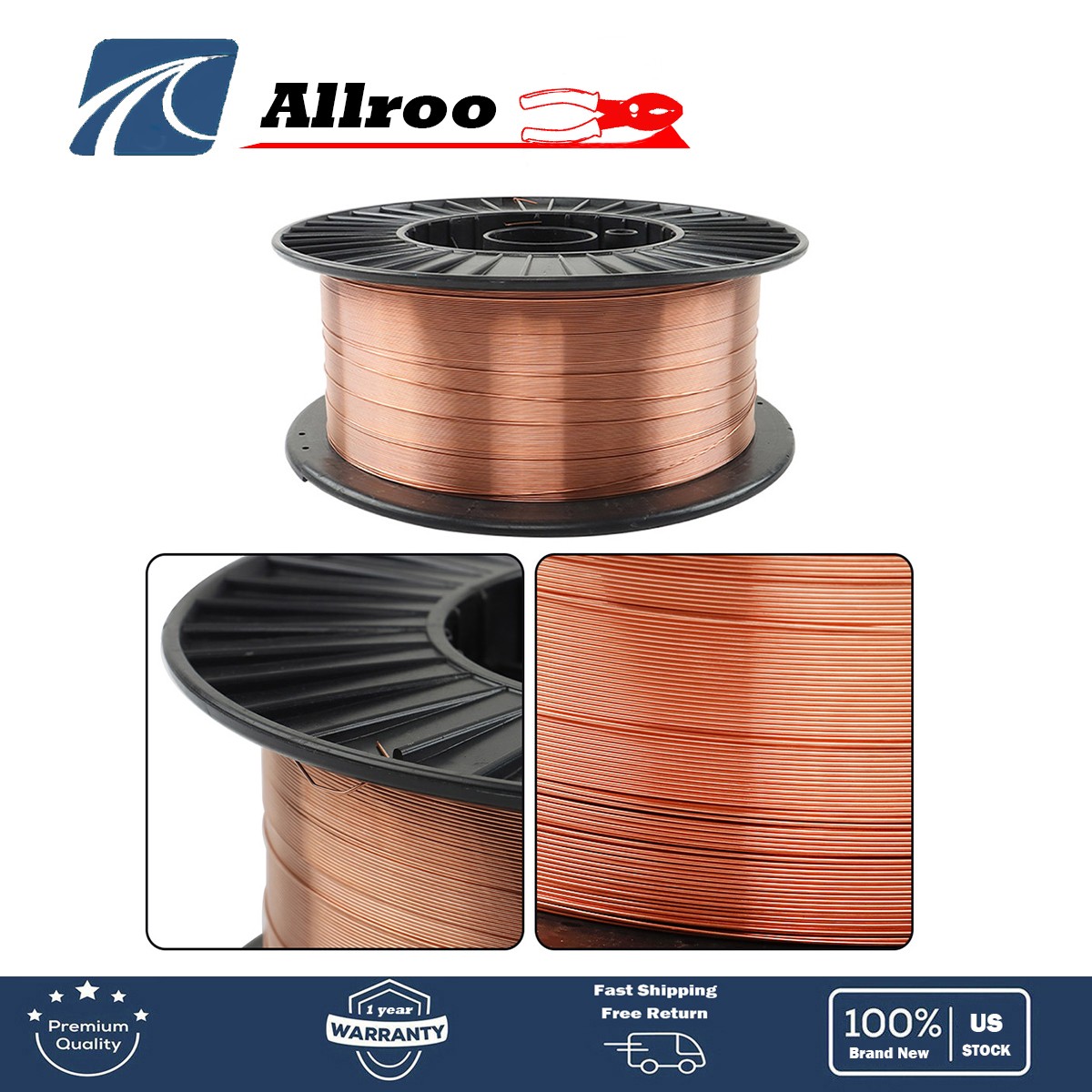 Mild Steel MIG Welding Wire – 33 Lbs Roll ER70S-6 .035″ (0.9 mm) New