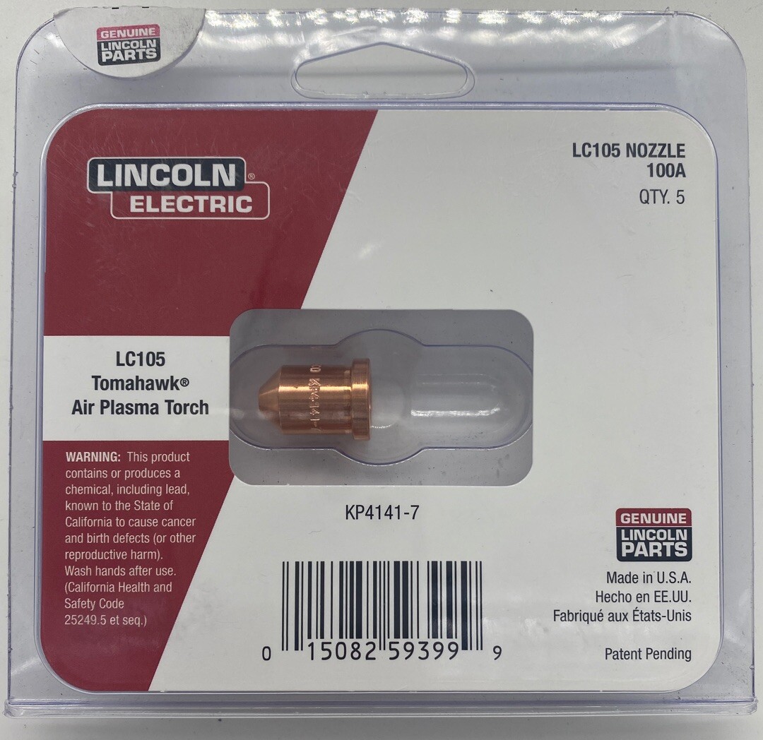 Lincoln Tomahawk 1500 Plasma 100 Amp Nozzles 5-Pack KP4141-7. LC105 Ship Free