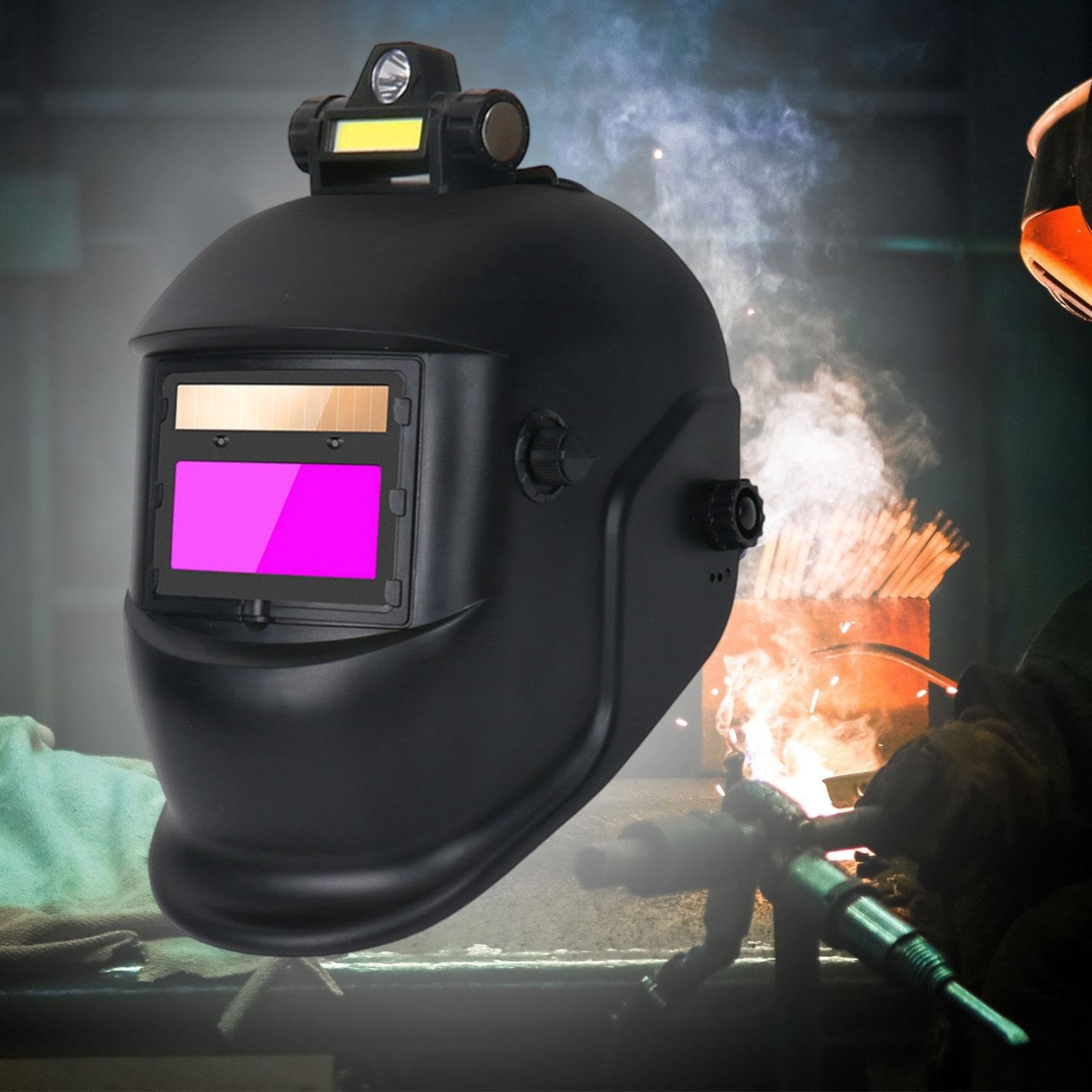 Solar Powered Auto Darkening Welding Helmet 0.01ms Response Time, Adjustabled