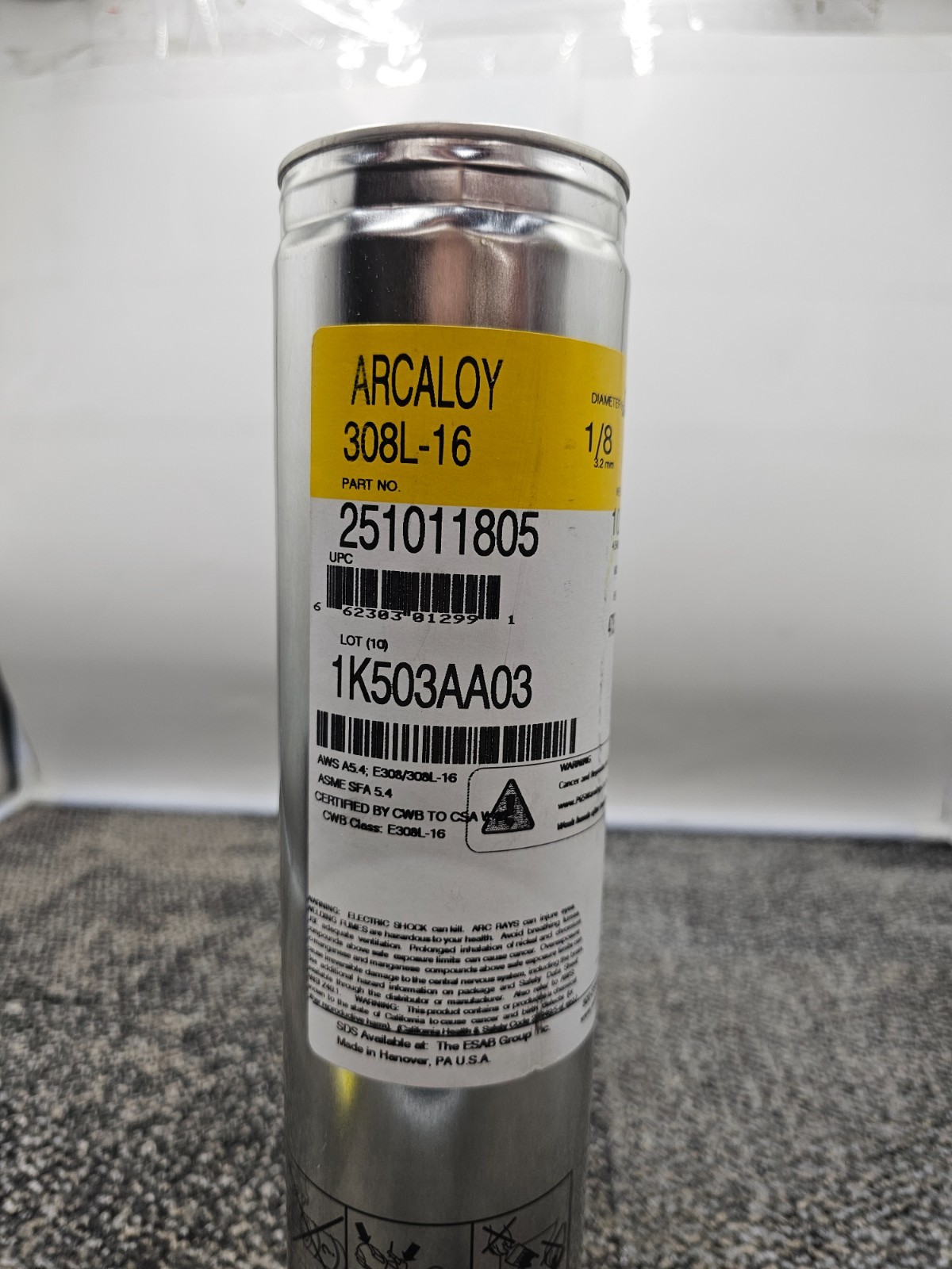 ESAB 251011805 Arcaloy 308L-16 1/8″x14″ Electrodes 10lb For 304L Stainless Steel