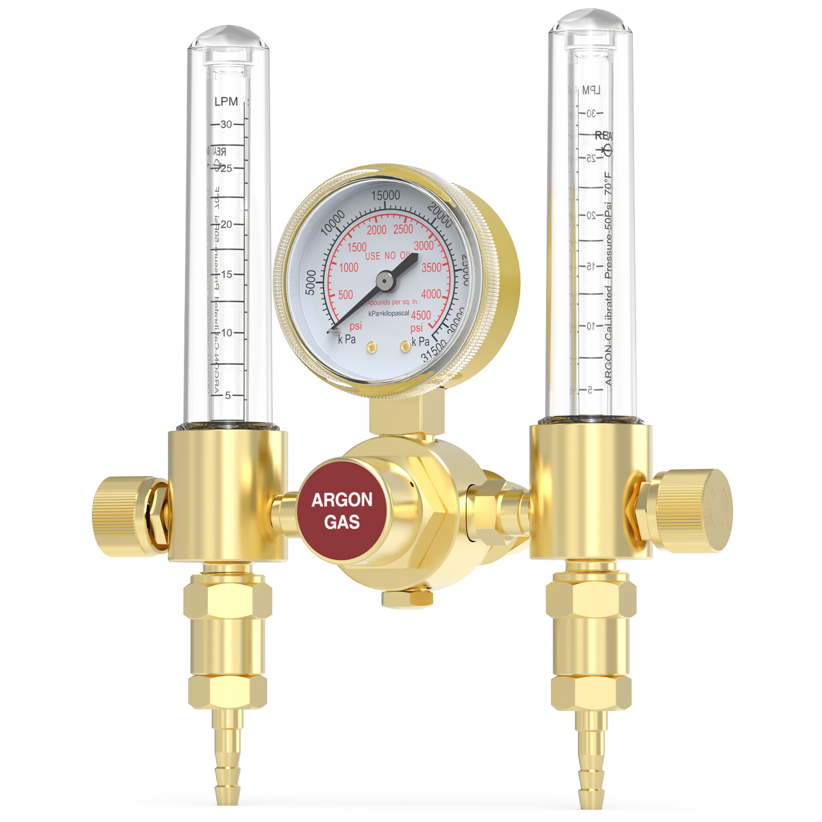 Dual Output Argon Regulator Flow Meter Mig Tig,0-4500PSI CGA580 Inlet Connection