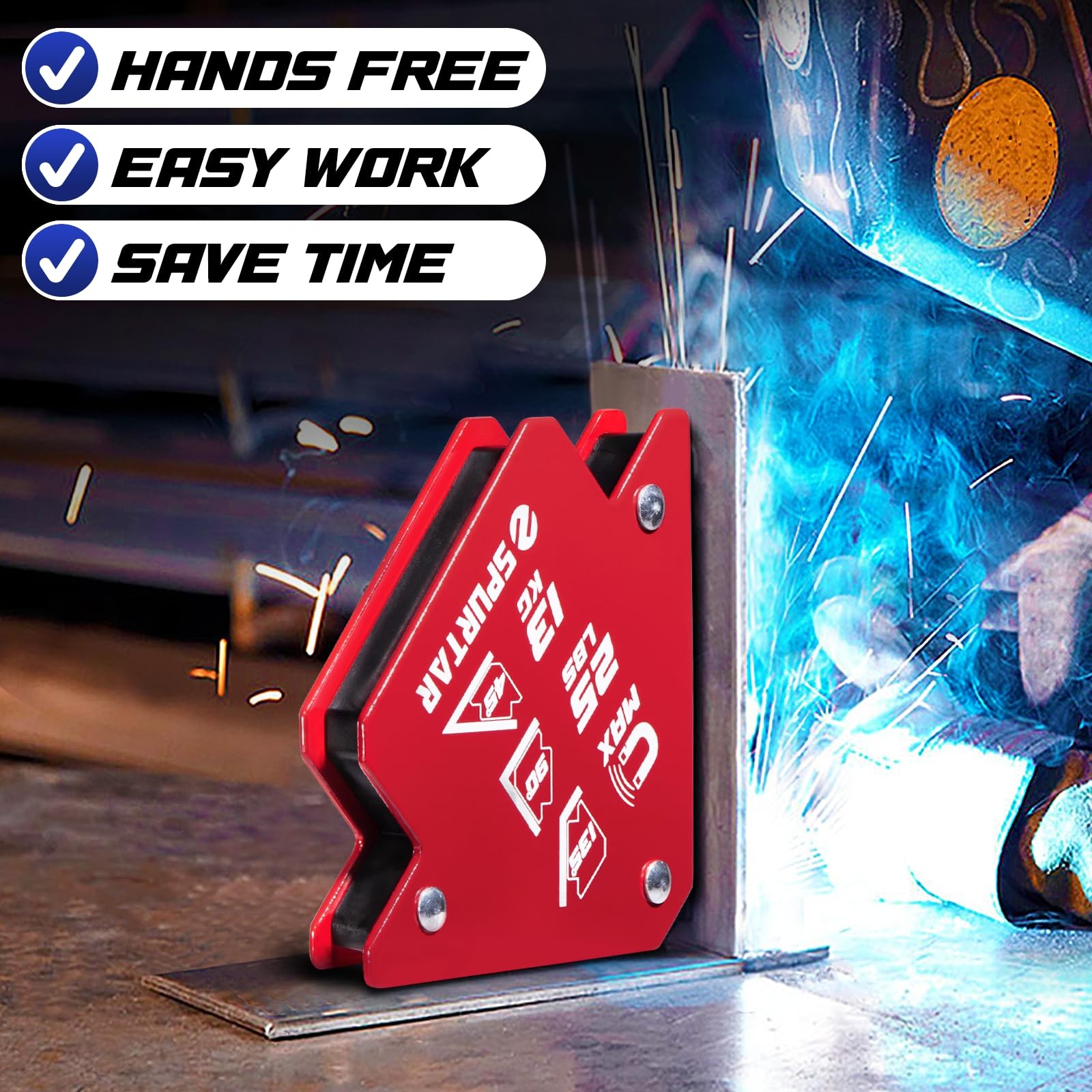 Spurtar Welding Magnets, 25lbs 6Pcs Welding Magnets and Clamps | Heavy Duty, Str